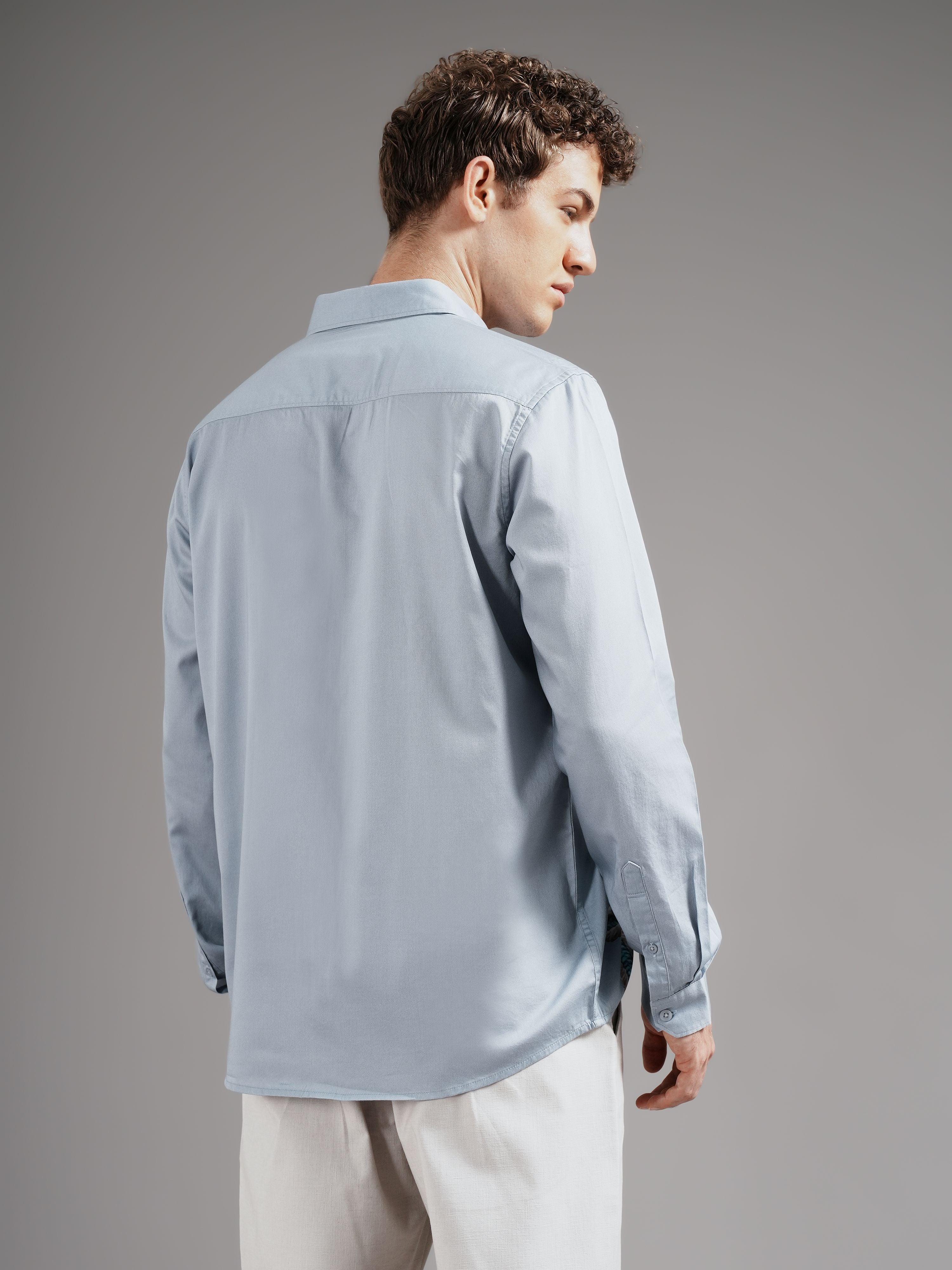 Men Grey Casual Printed Shirt