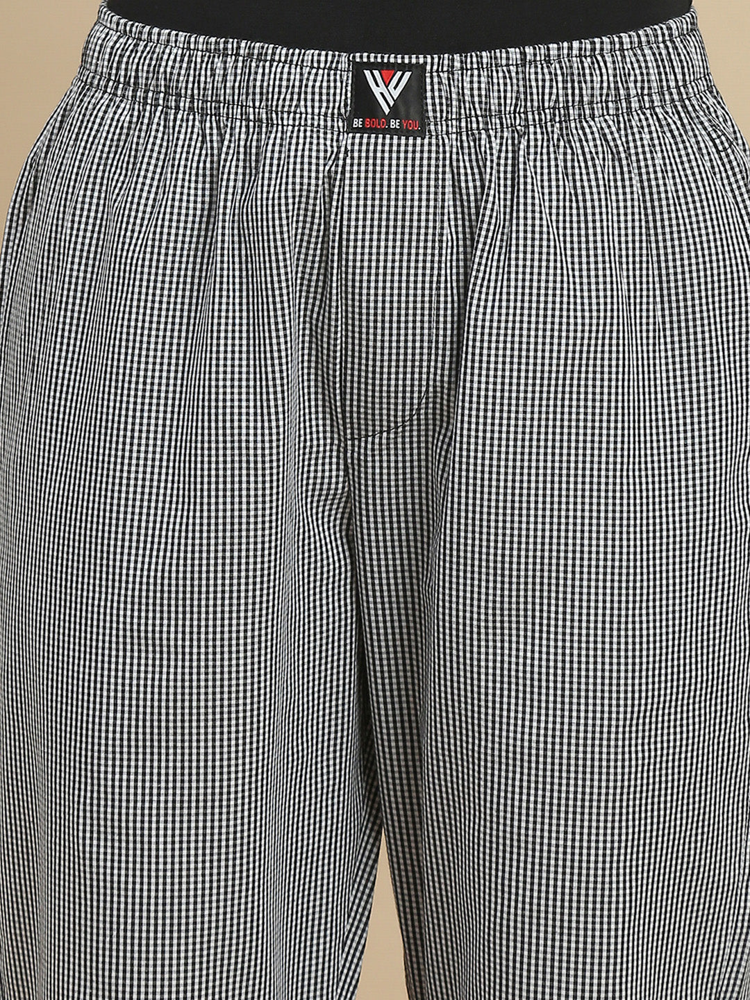 Women Black & White Micro Checked Cotton Pyjamas