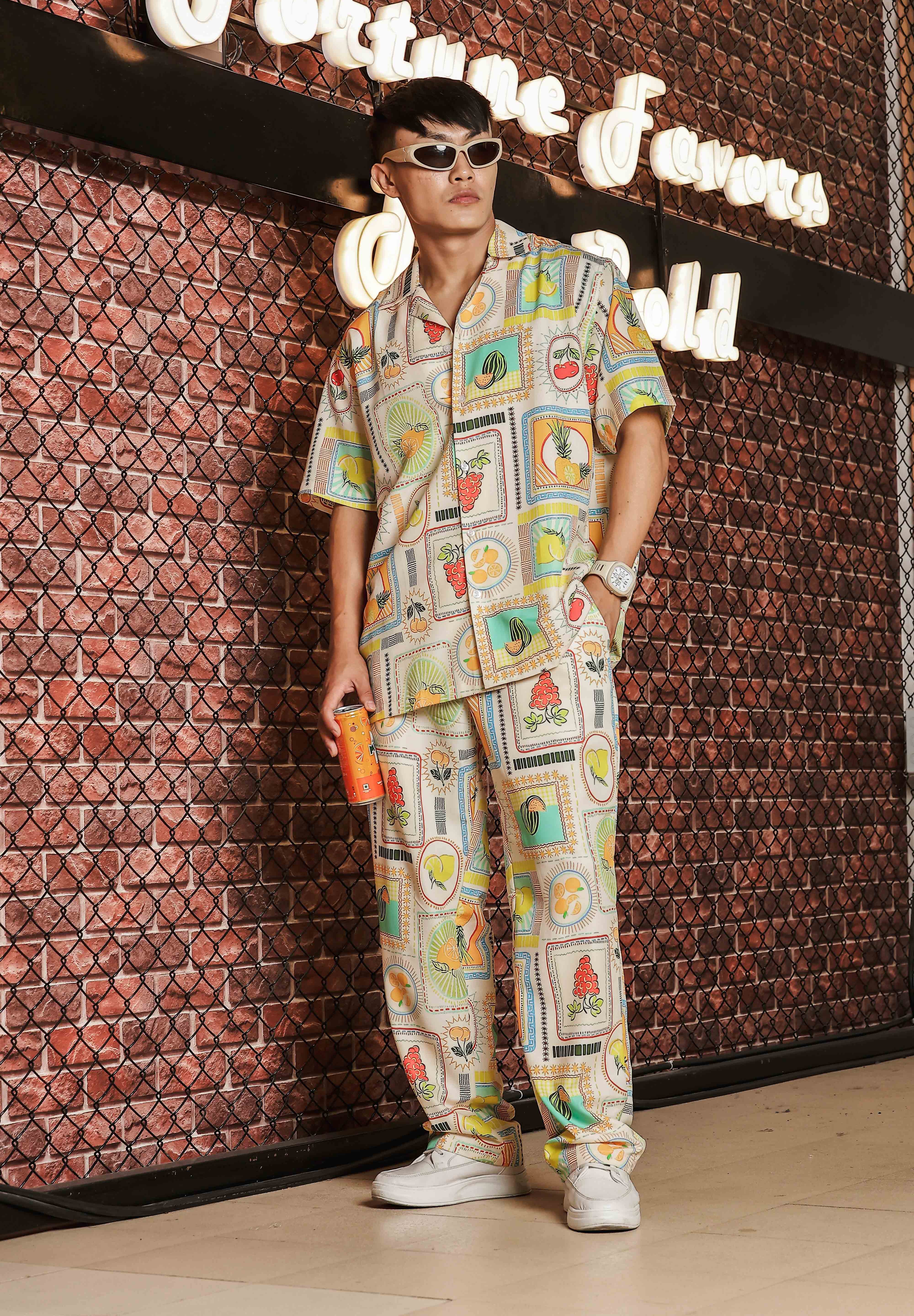 Unisex Beige Mid-Rise Pants