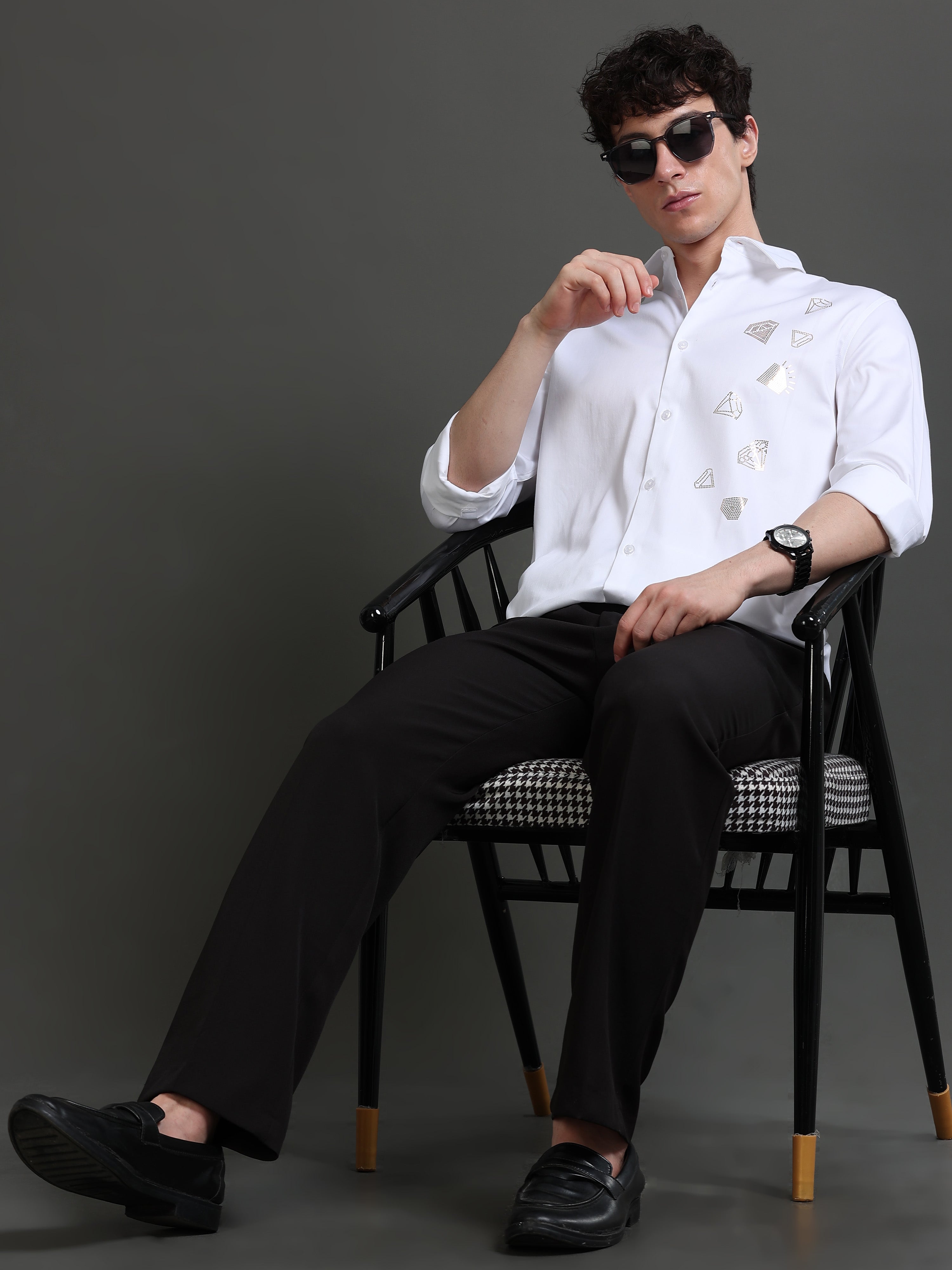 Men White Solid Shirt