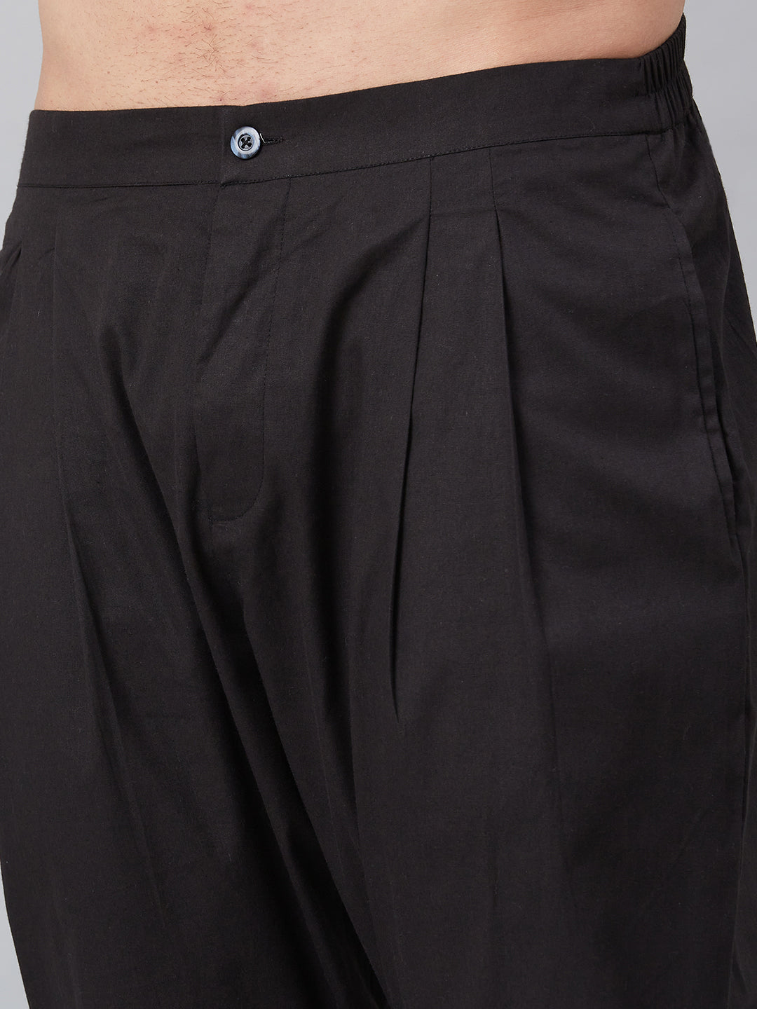 Men Black Solid Trouser Style Pyjamas