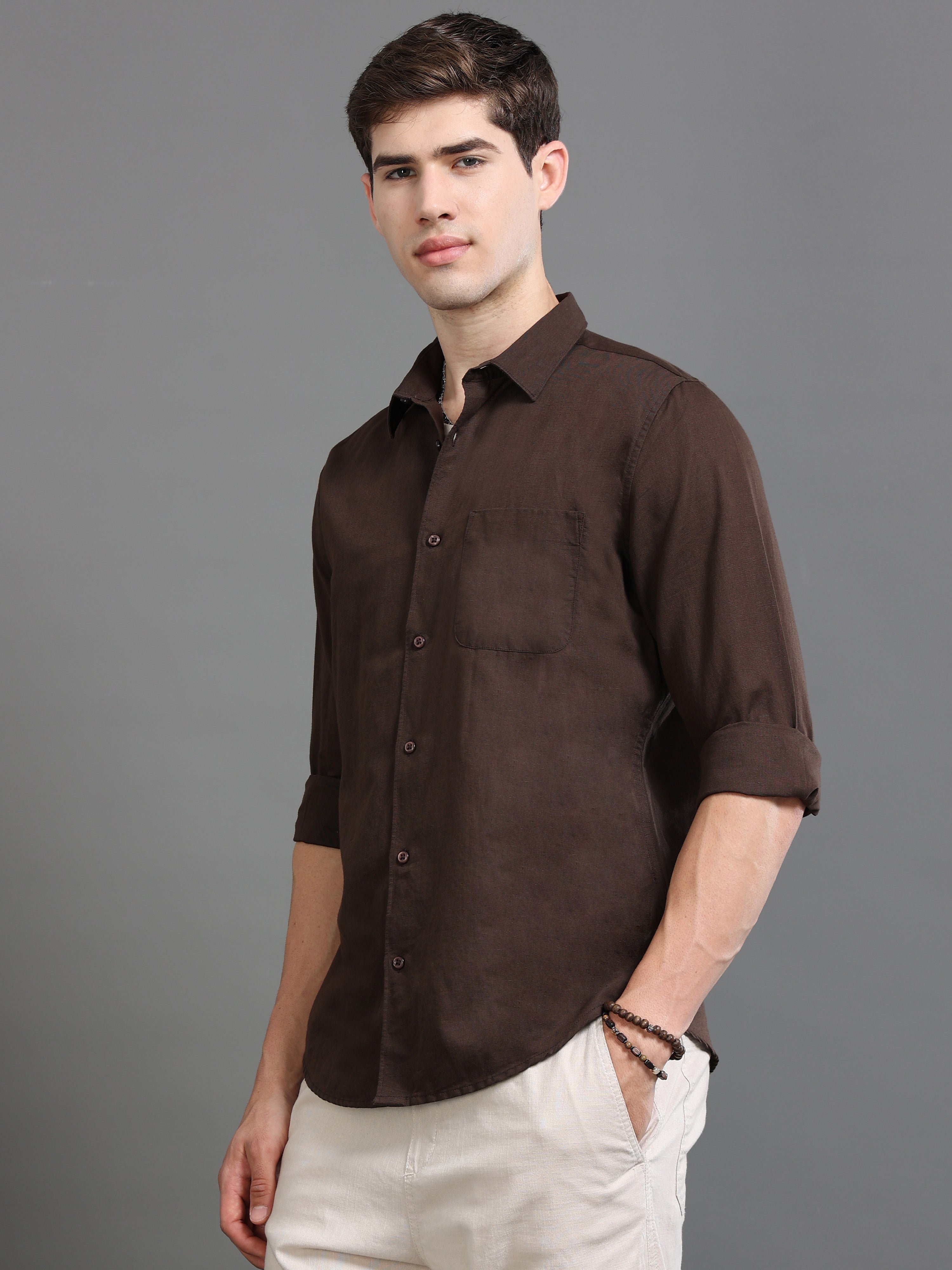 Men Brown Slim Fit Shirt
