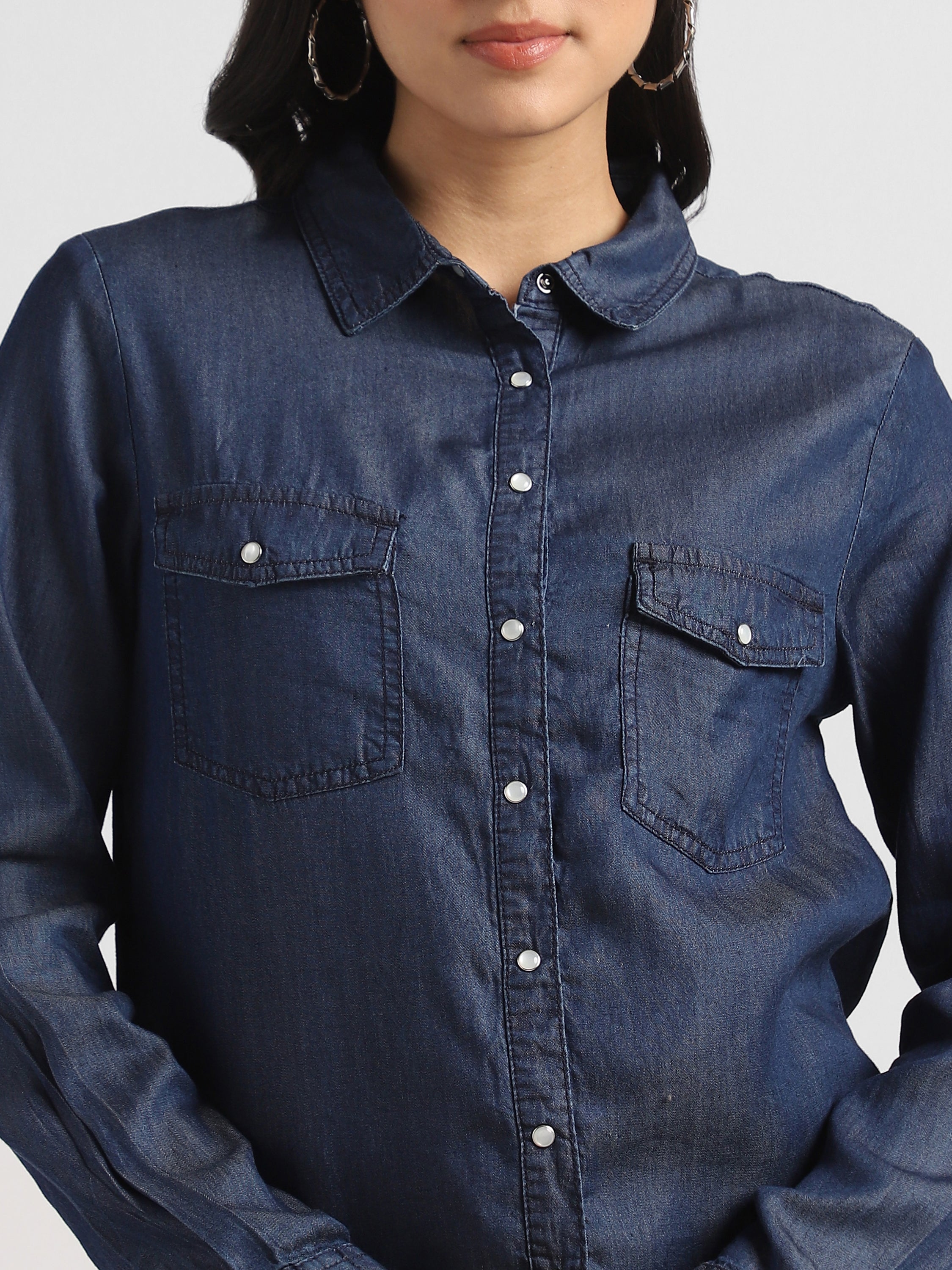 Women Denim Button Down Shirt