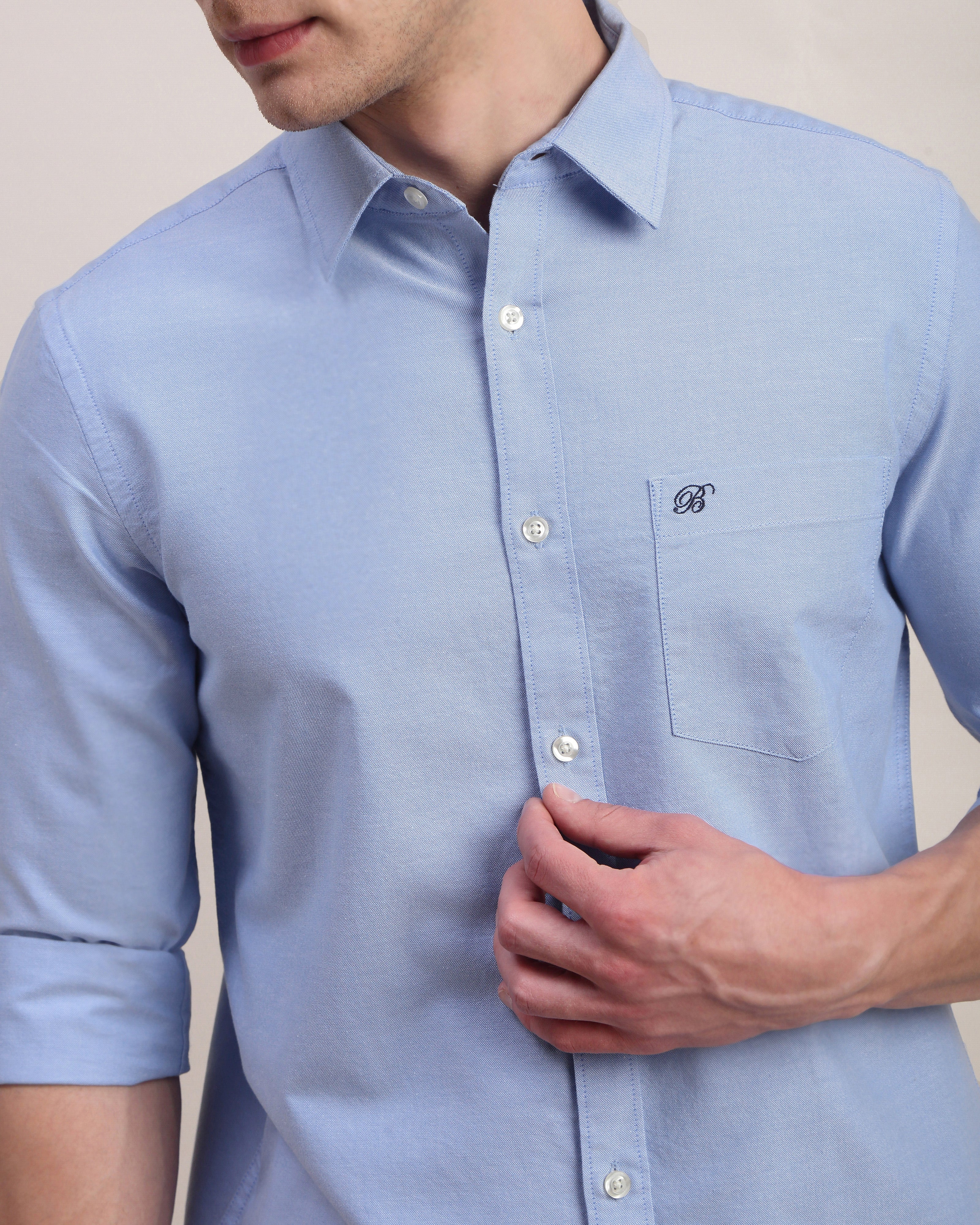 Men Blue Oxford Shirt