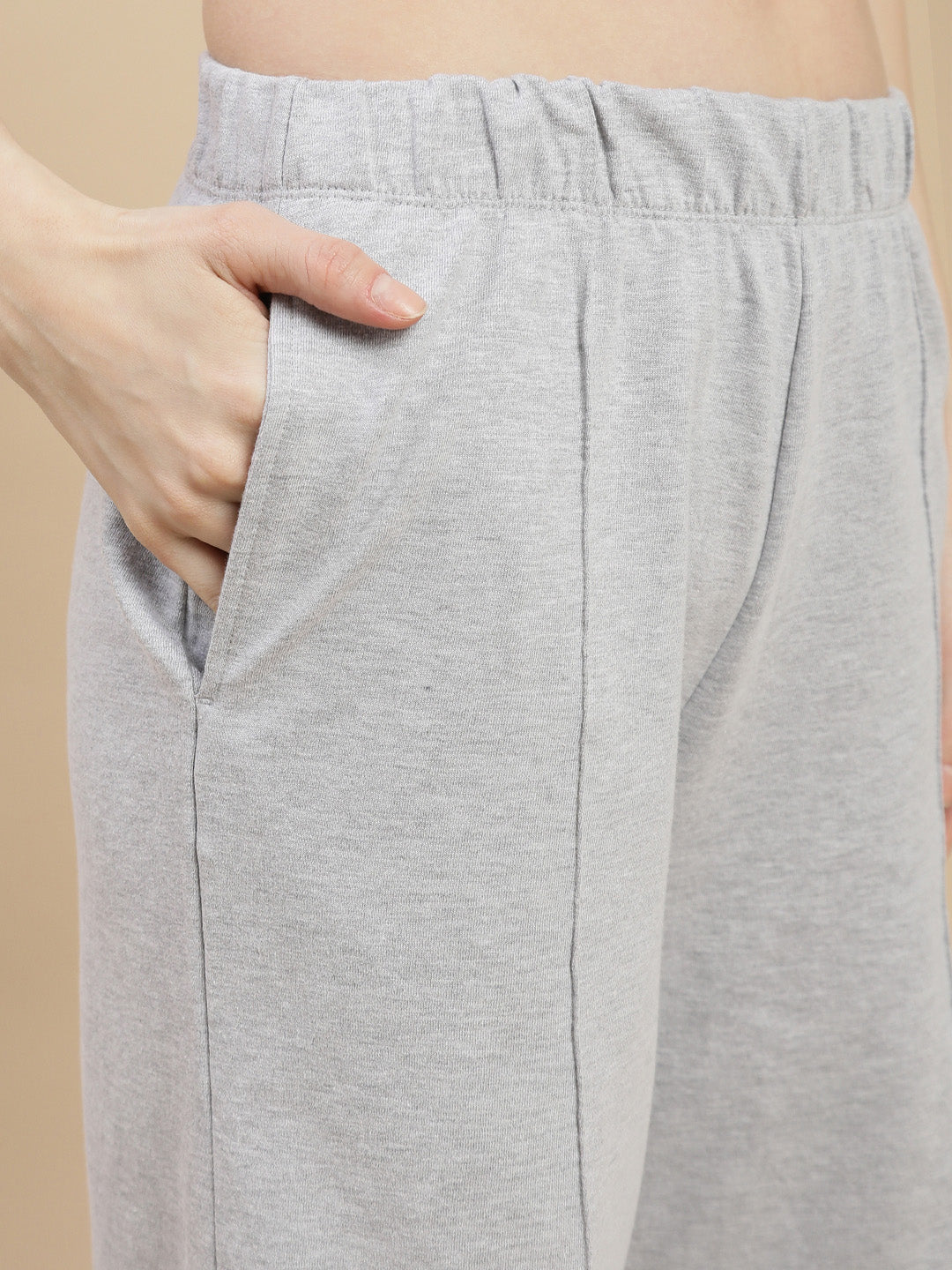 Women Grey Pleated Flare Straight Pant