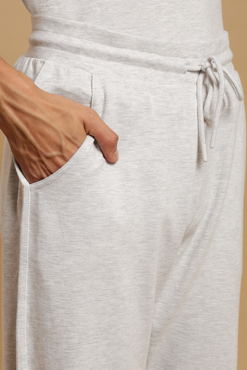 Men White French Terry Jogger