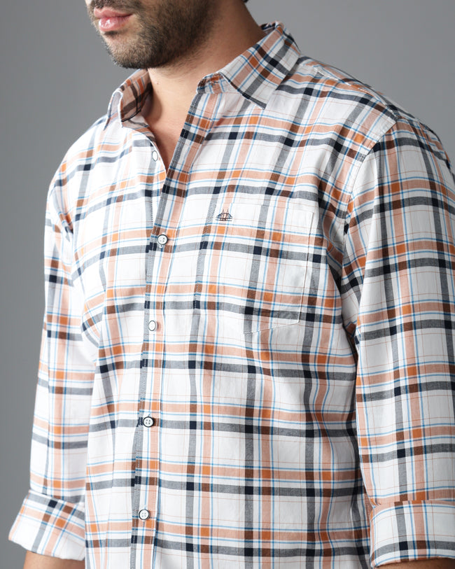 Men Brown Cotton Slim Shirt