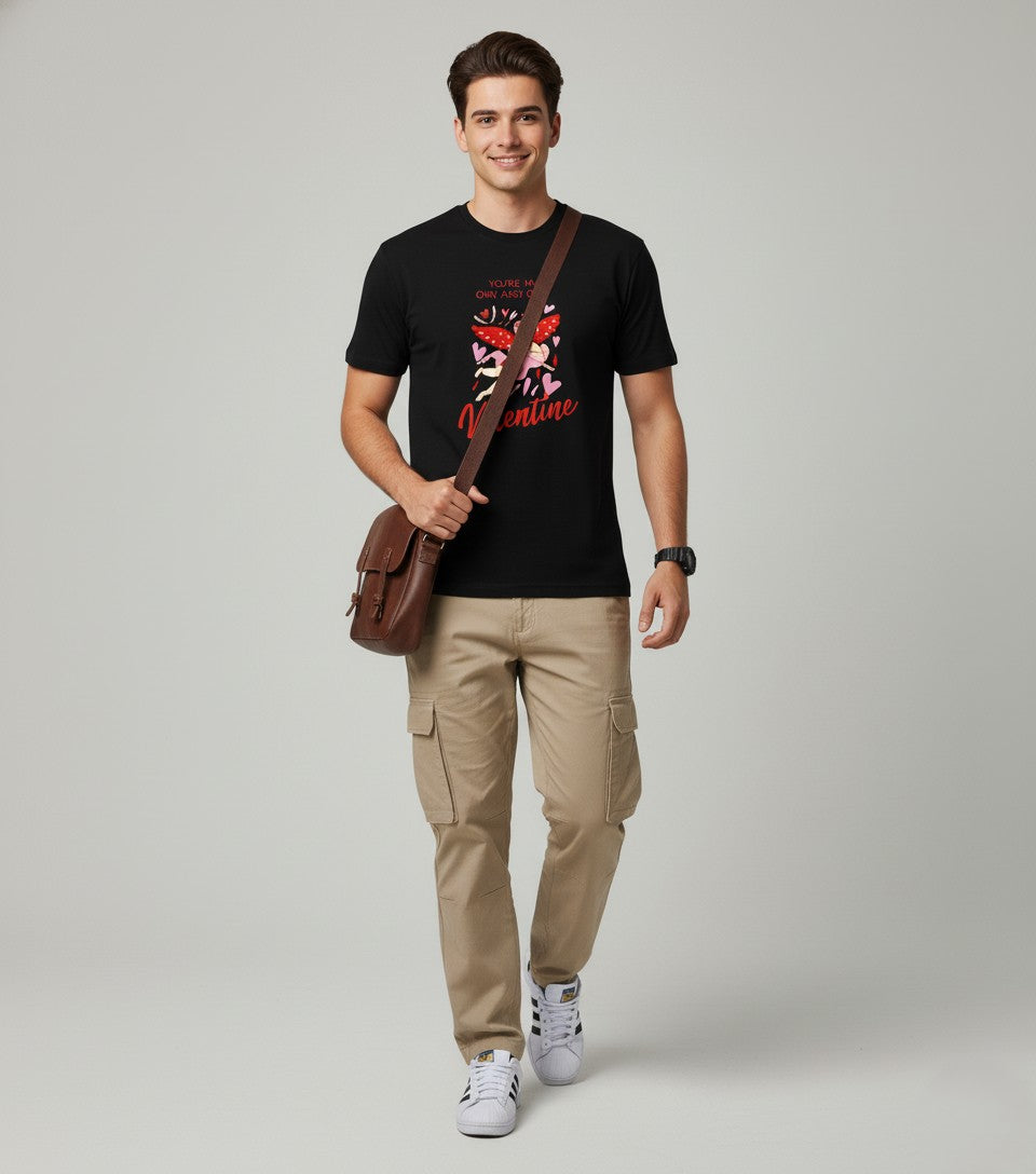 Men Printed Black Cotton Tshirt