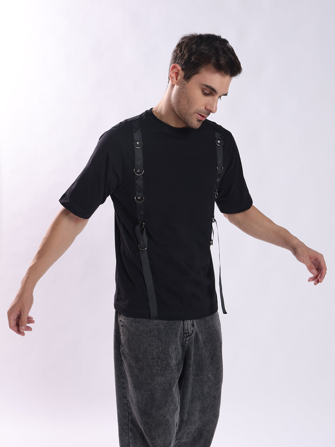 Men Black Cotton Oversized T-Shirt