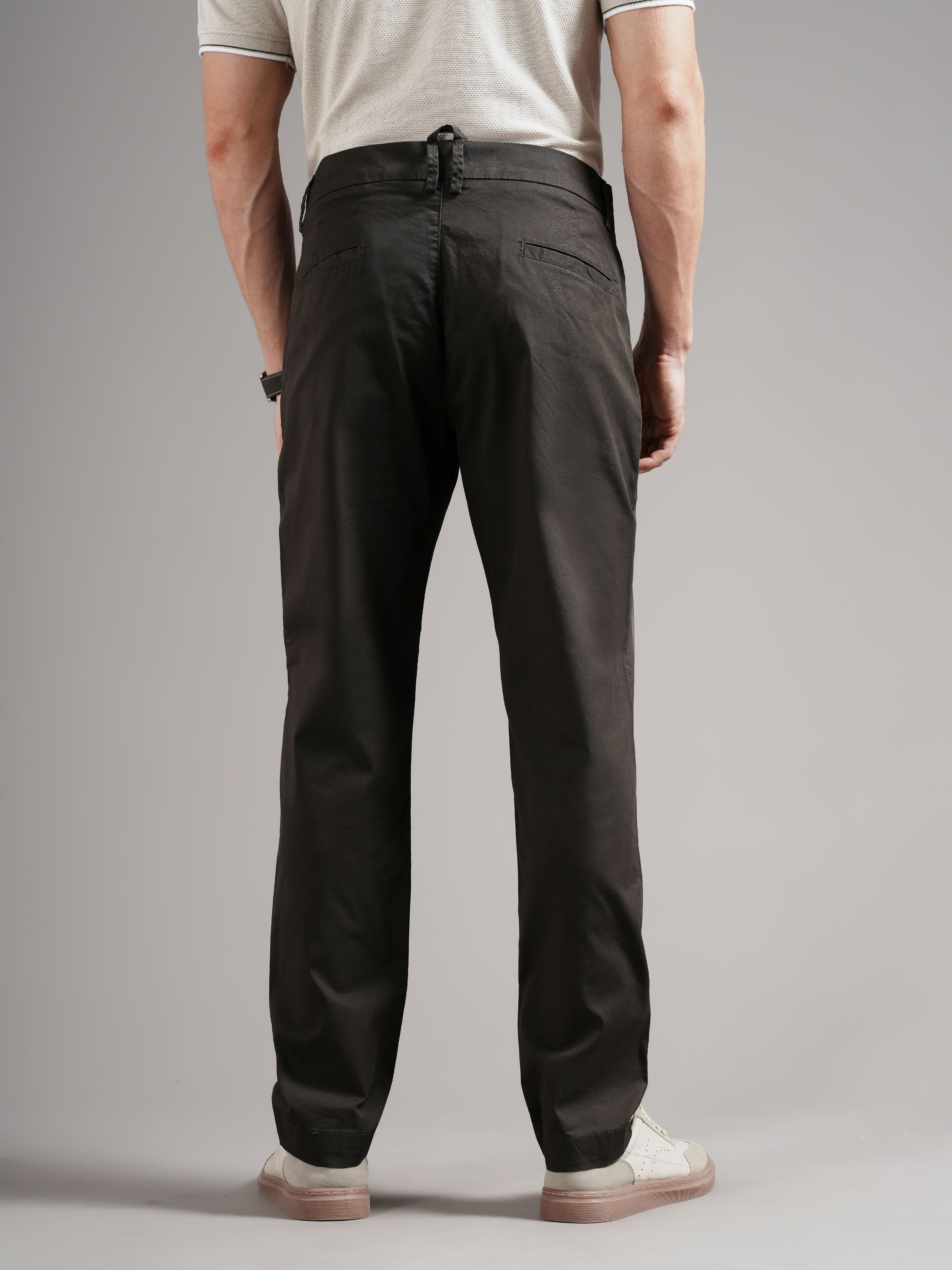 Men Olive Tailored Fit Trousers