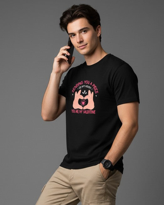 Men Printed Black Cotton Tshirt