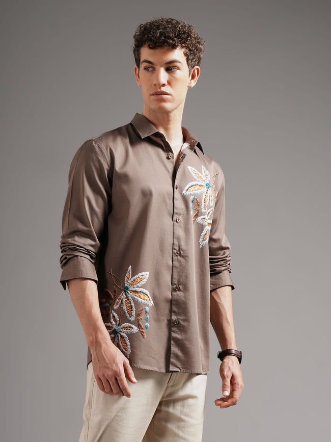 Men Brown Casual Printed Shirt