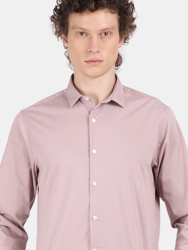 Men Pink Slim Fit Spread Collar Full Sleeve Casual Shirt