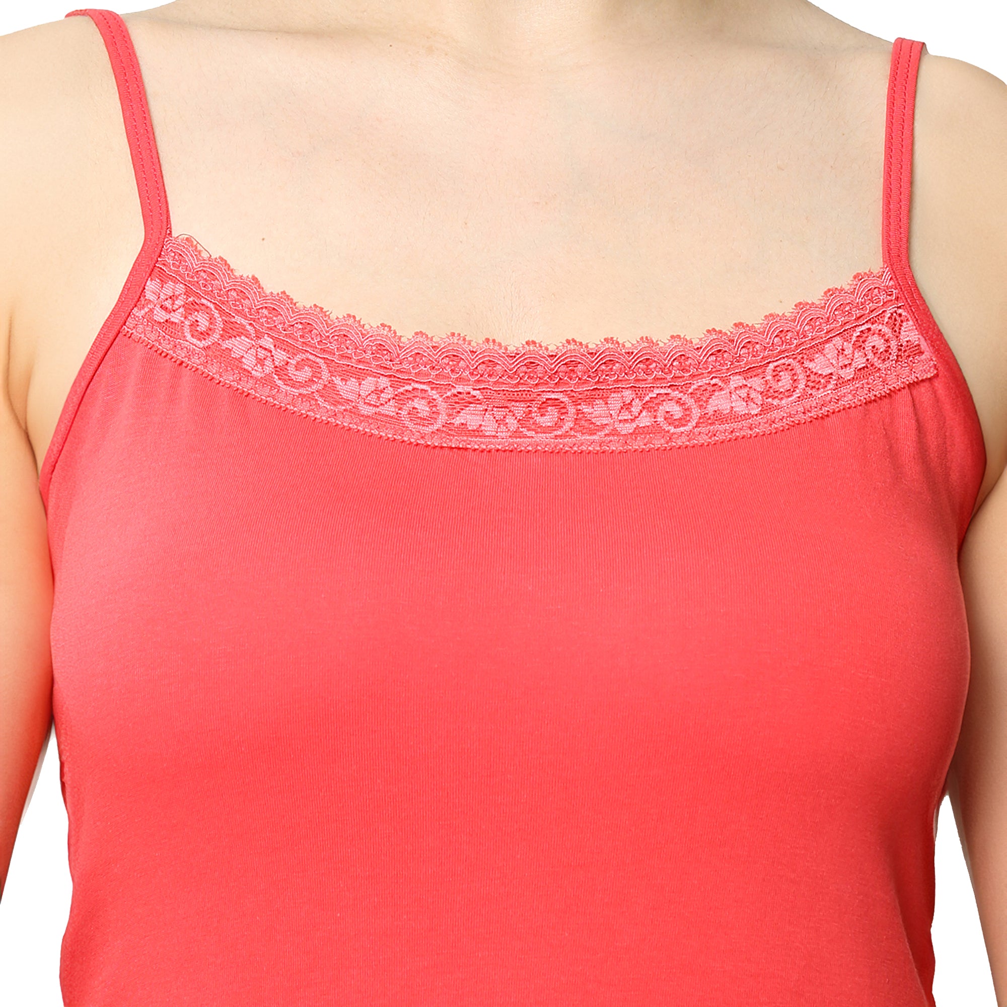 Contour Fit Round Neck Short Length Lace Camisole