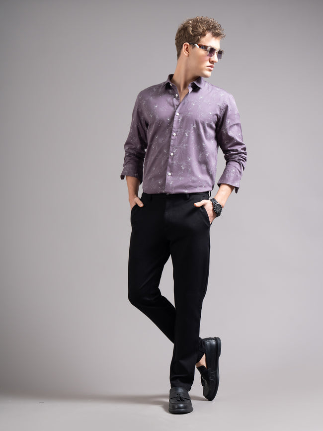 Men Purple Floral Print Shirt