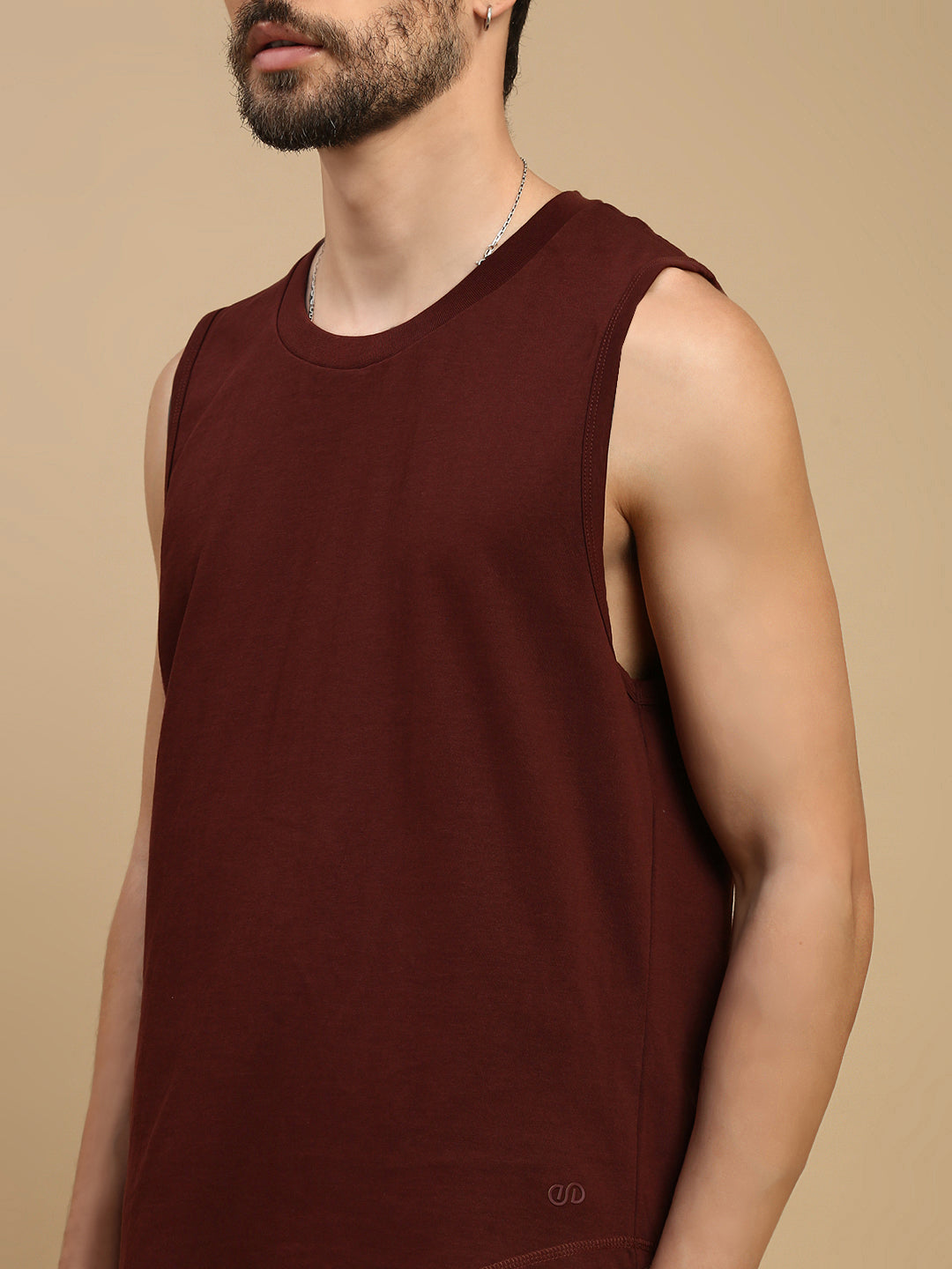 Men Brown Singlet Comfort T-Shirt
