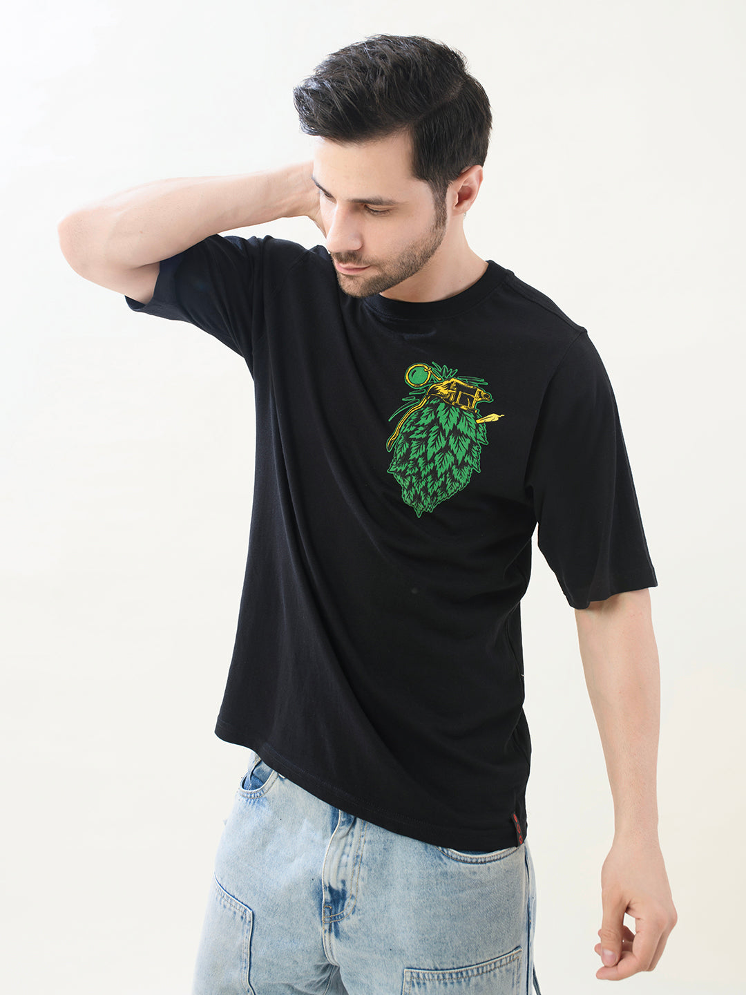 Men Black Cotton Oversized T-Shirt