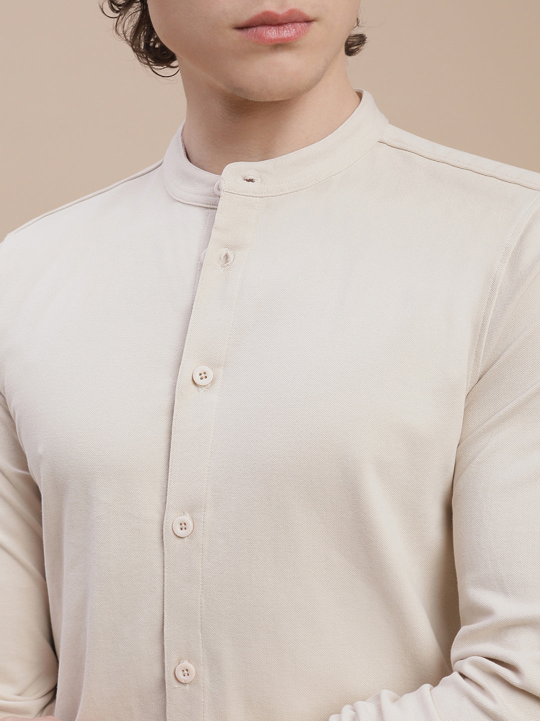 Men Beige Full Sleeve Shirt