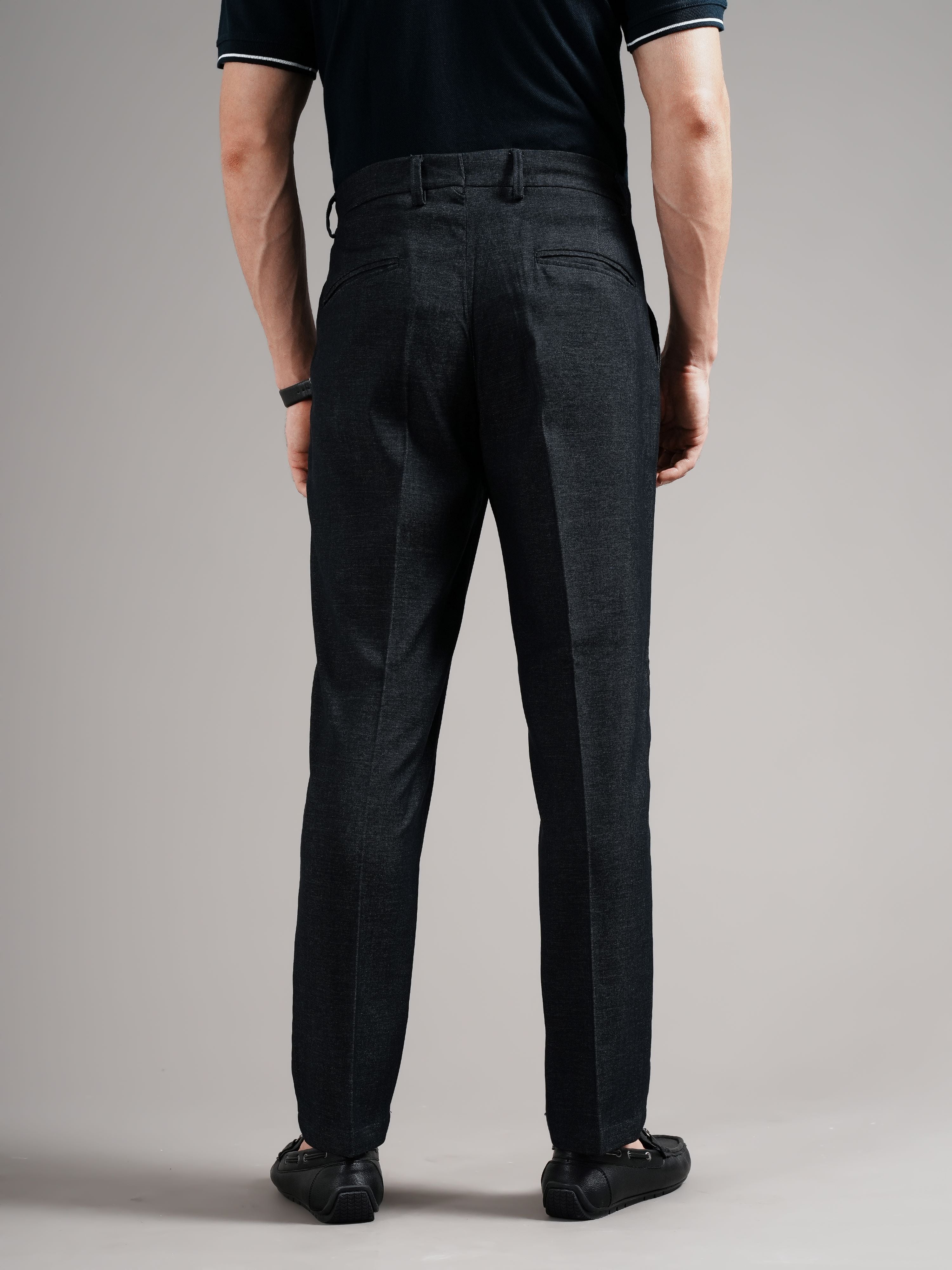 Men Navy Straight Fit Trousers
