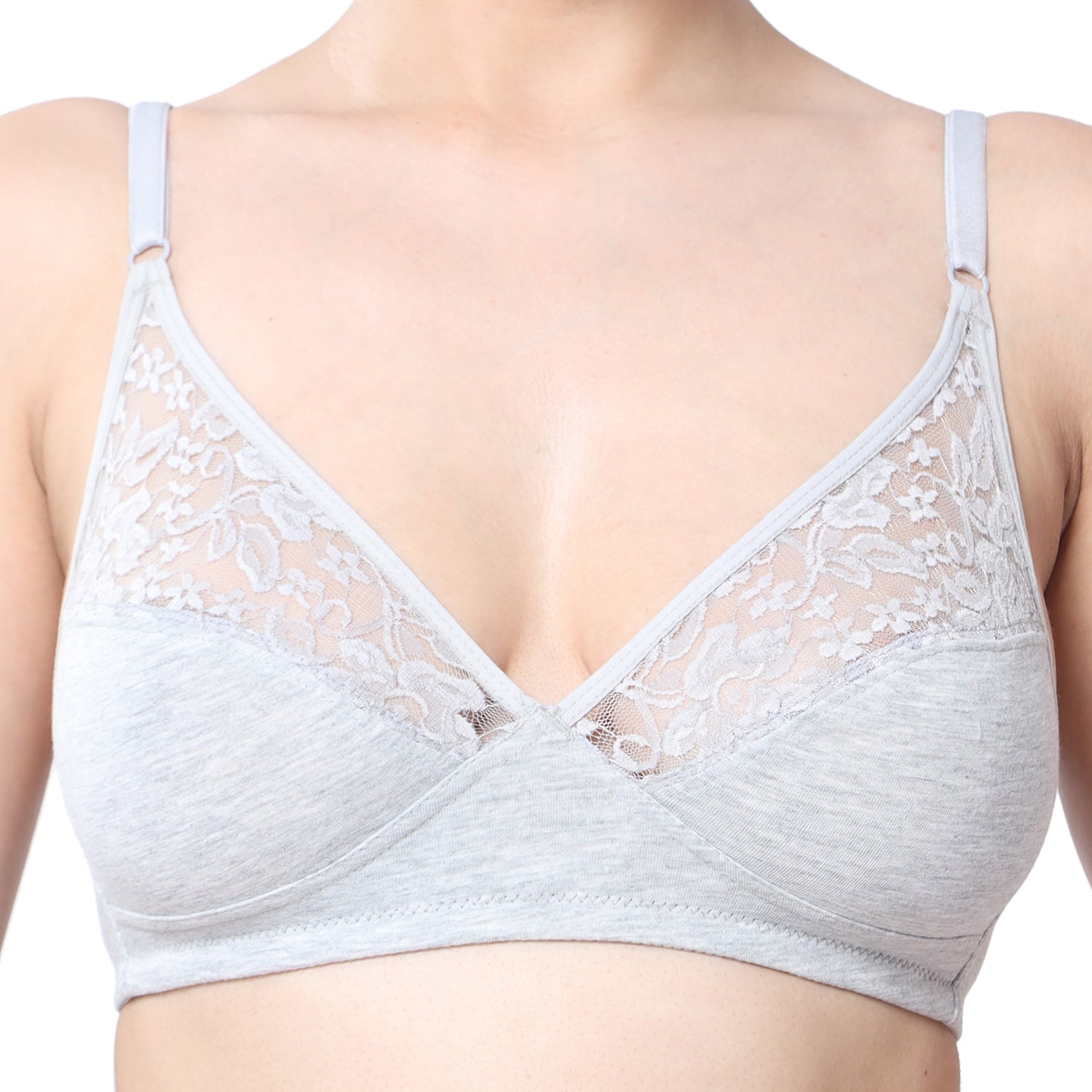 Non-Padded Non-Wired 3/4th Coverage Minimiser Lace Bra