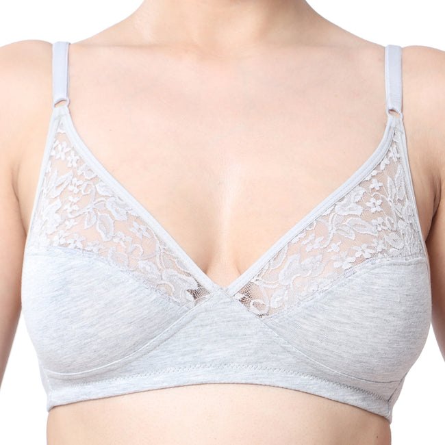 Non-Padded Non-Wired 3/4th Coverage Minimiser Lace Bra
