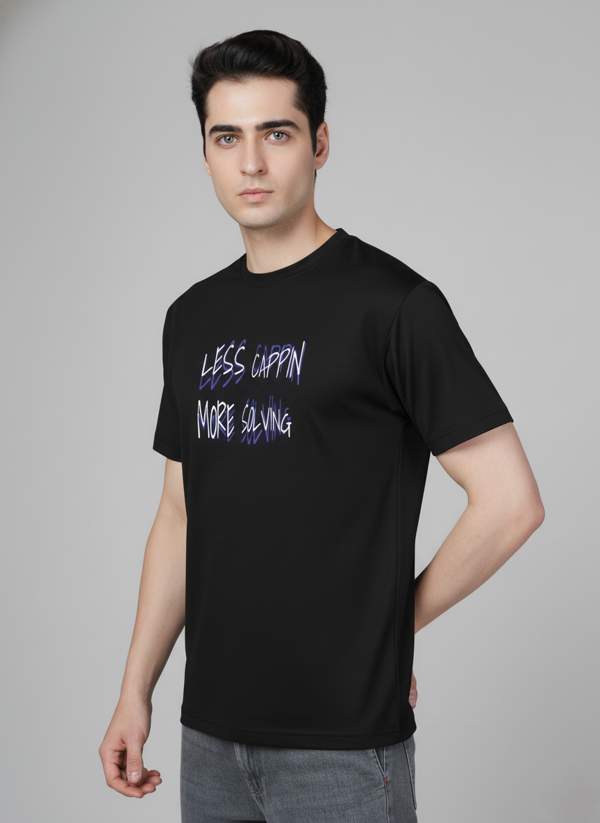 Men Cotton Black Printed Tshirt