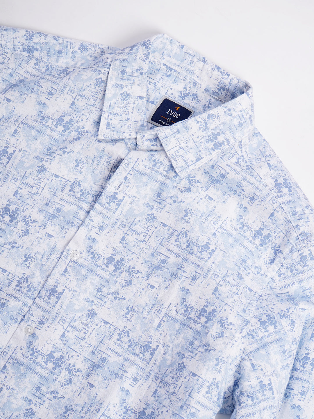 Men Blue and White Abstract printed Shirt