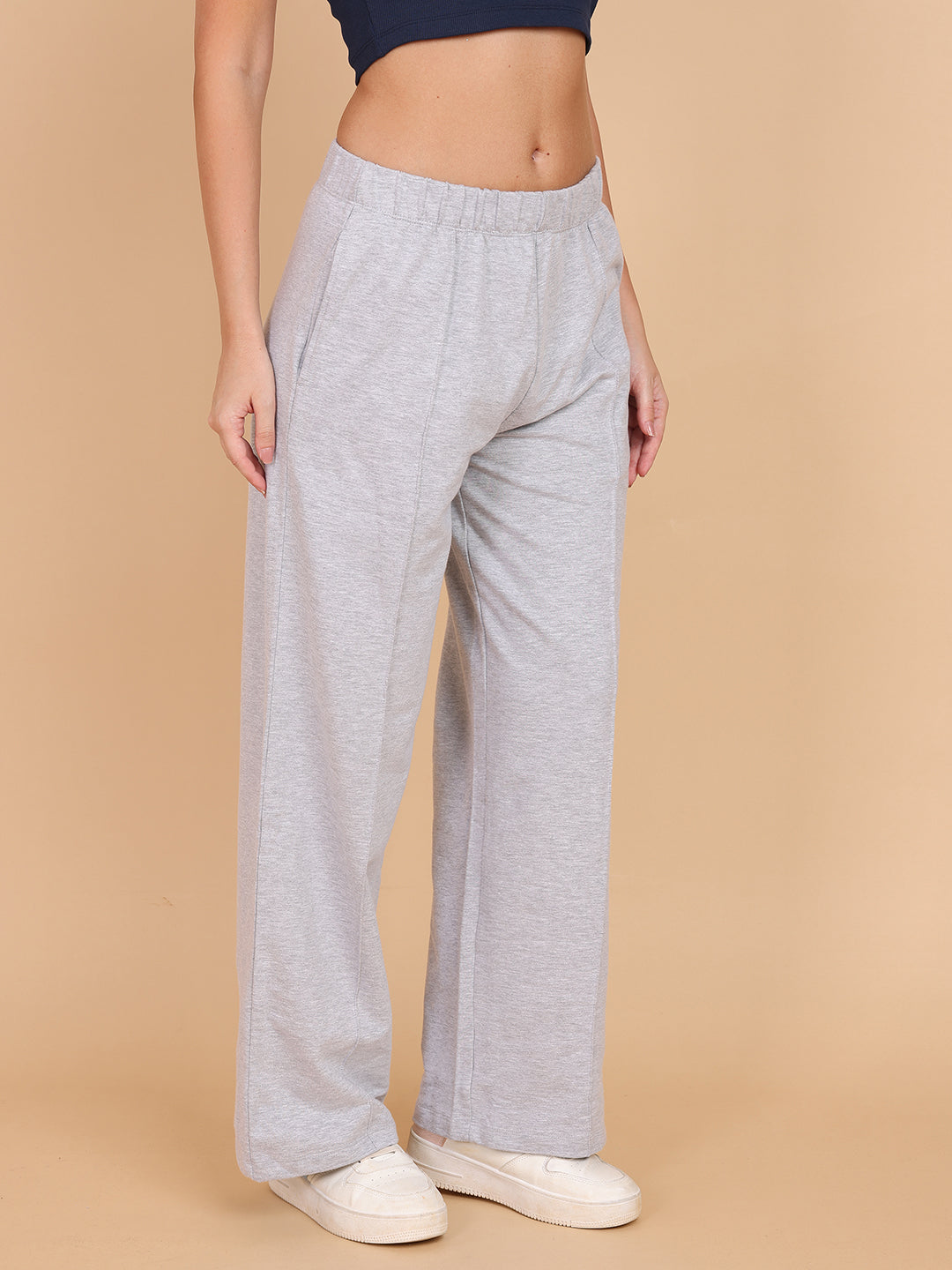 Women Grey Relaxed Straight Pant