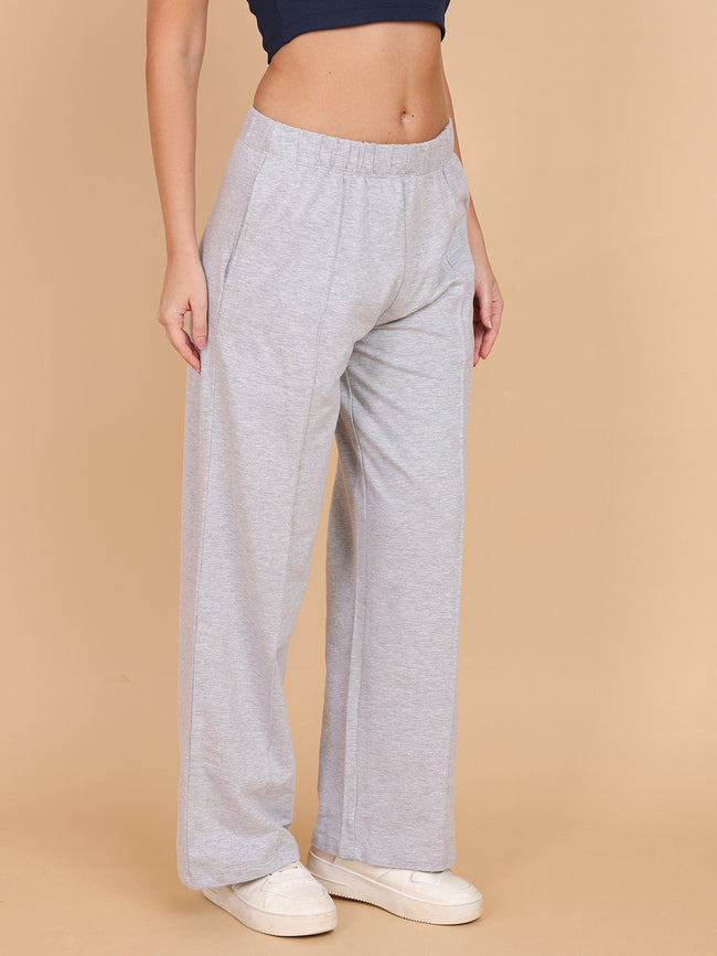 Women Grey Relaxed Straight Pant
