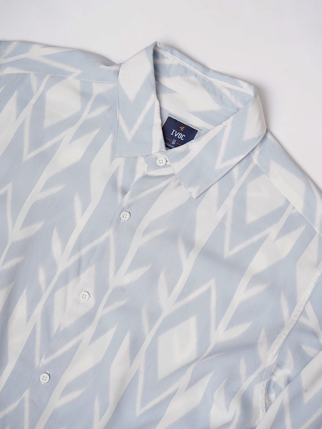 Men Blue and White Abstract printed Shirt