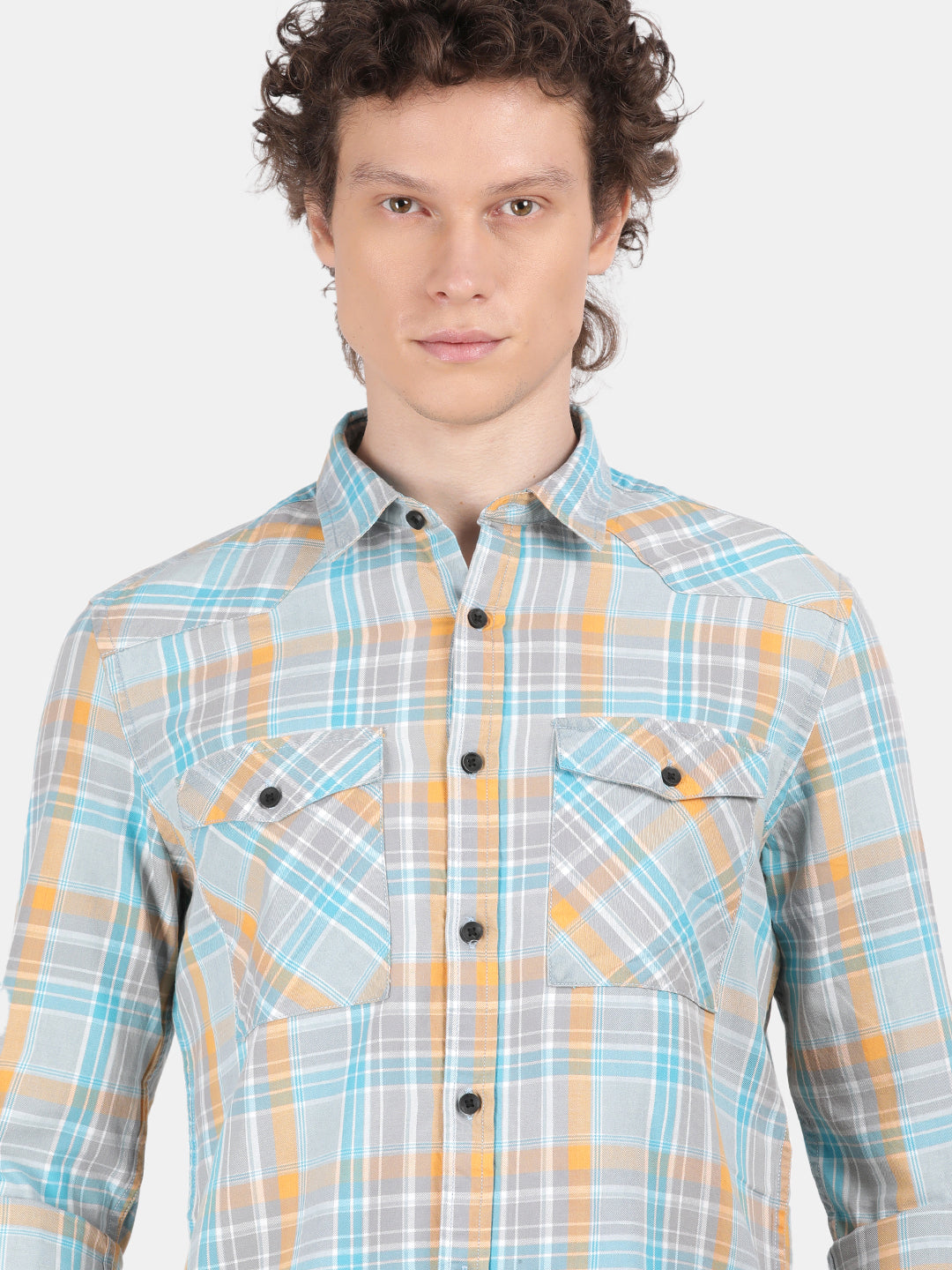 Men Sky blue Slim Fit Spread Collar Full Sleeve Casual Shirt