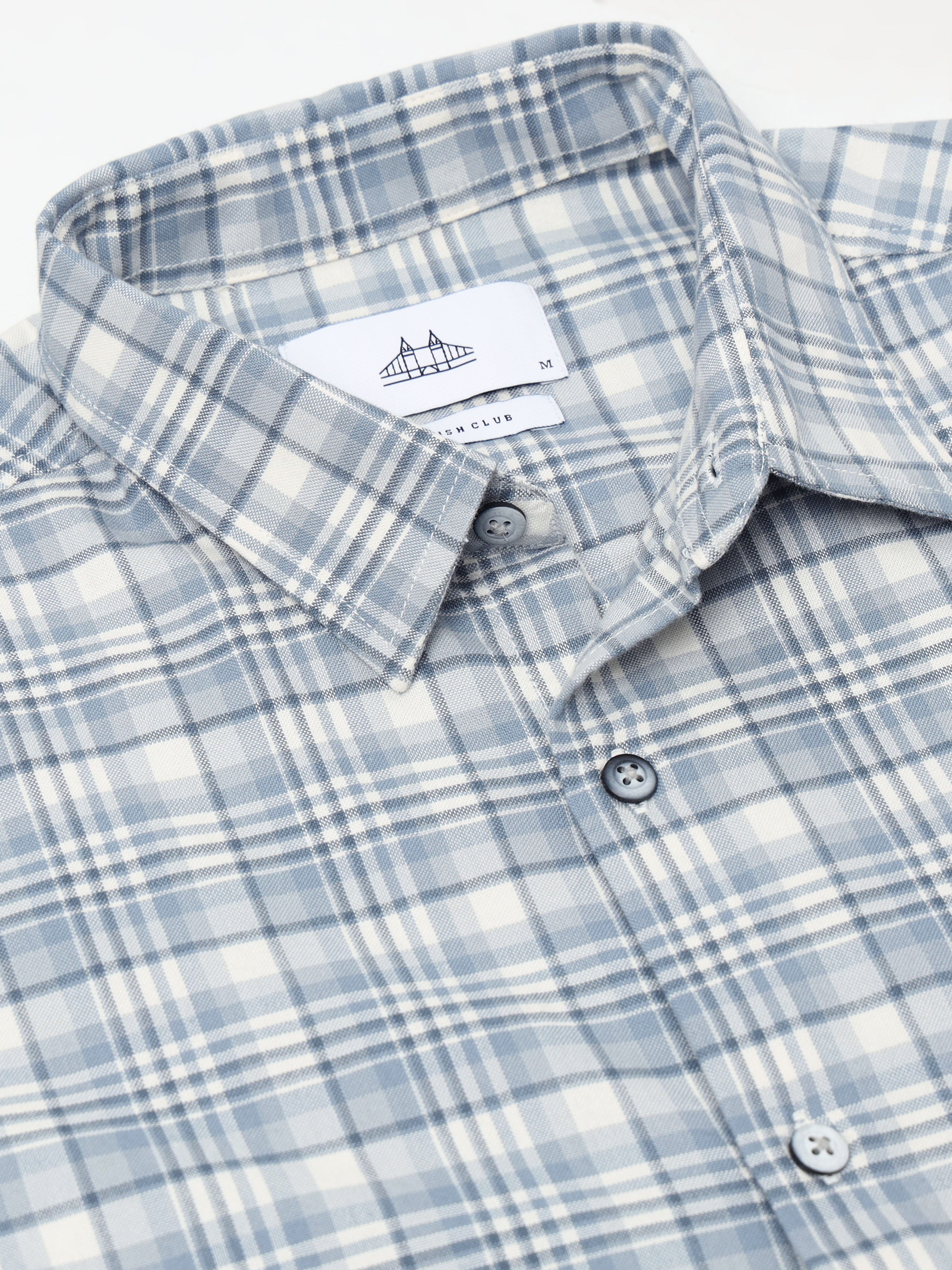 Men Blue Check Shirt