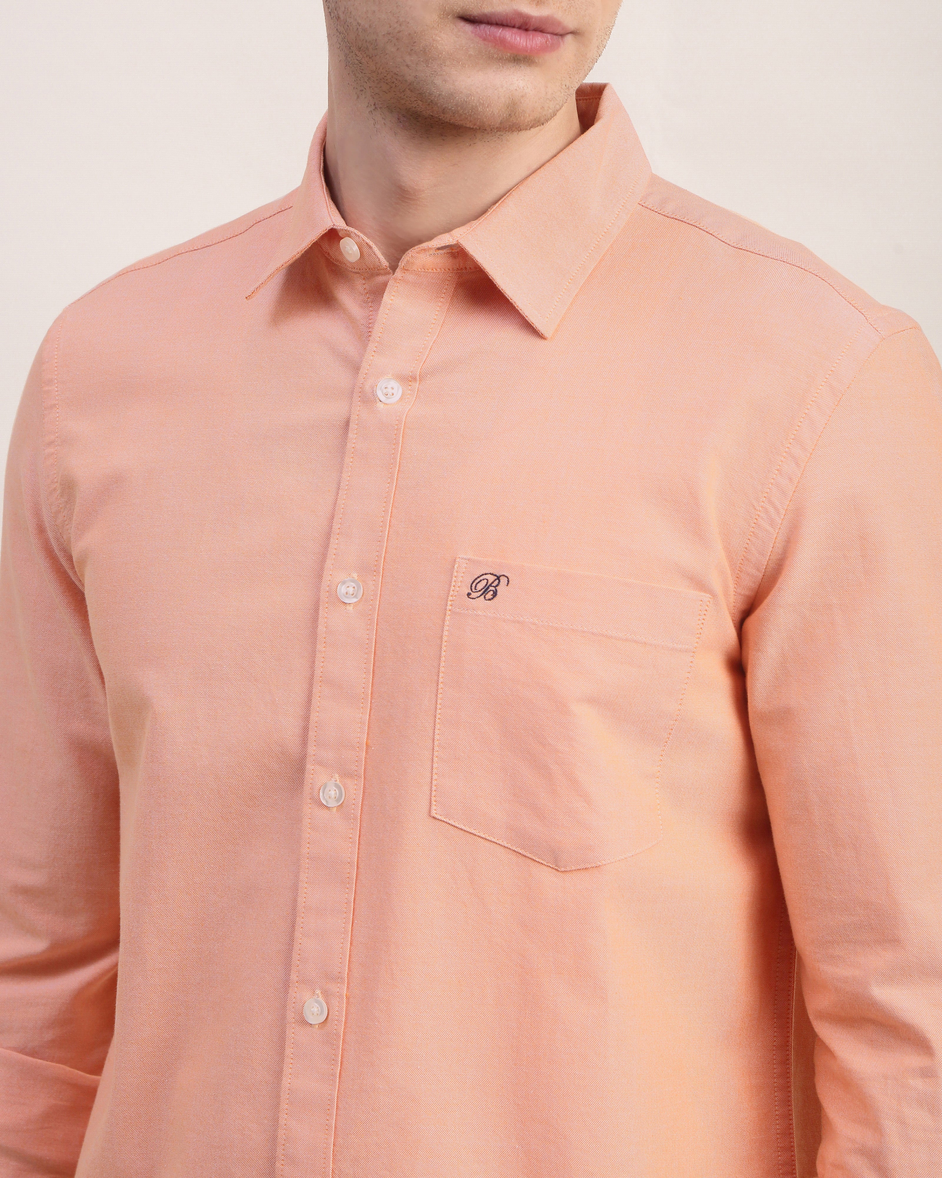 Men Orange Oxford Shirt