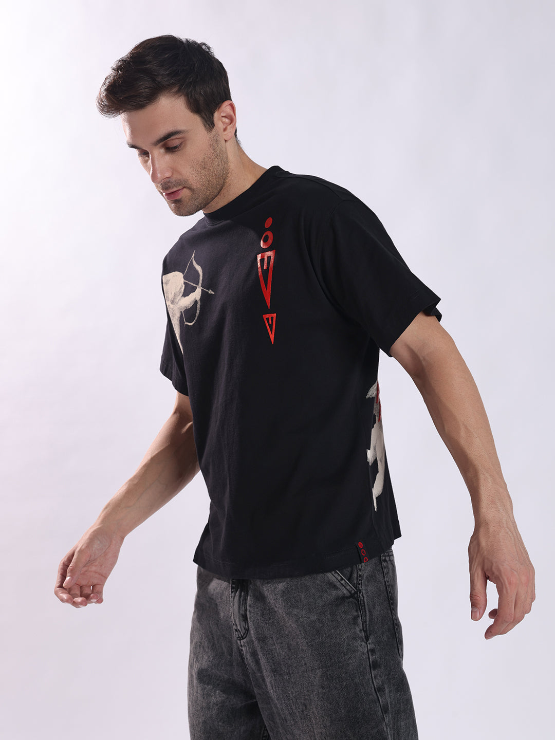 Men Black Cotton Oversized T-Shirt