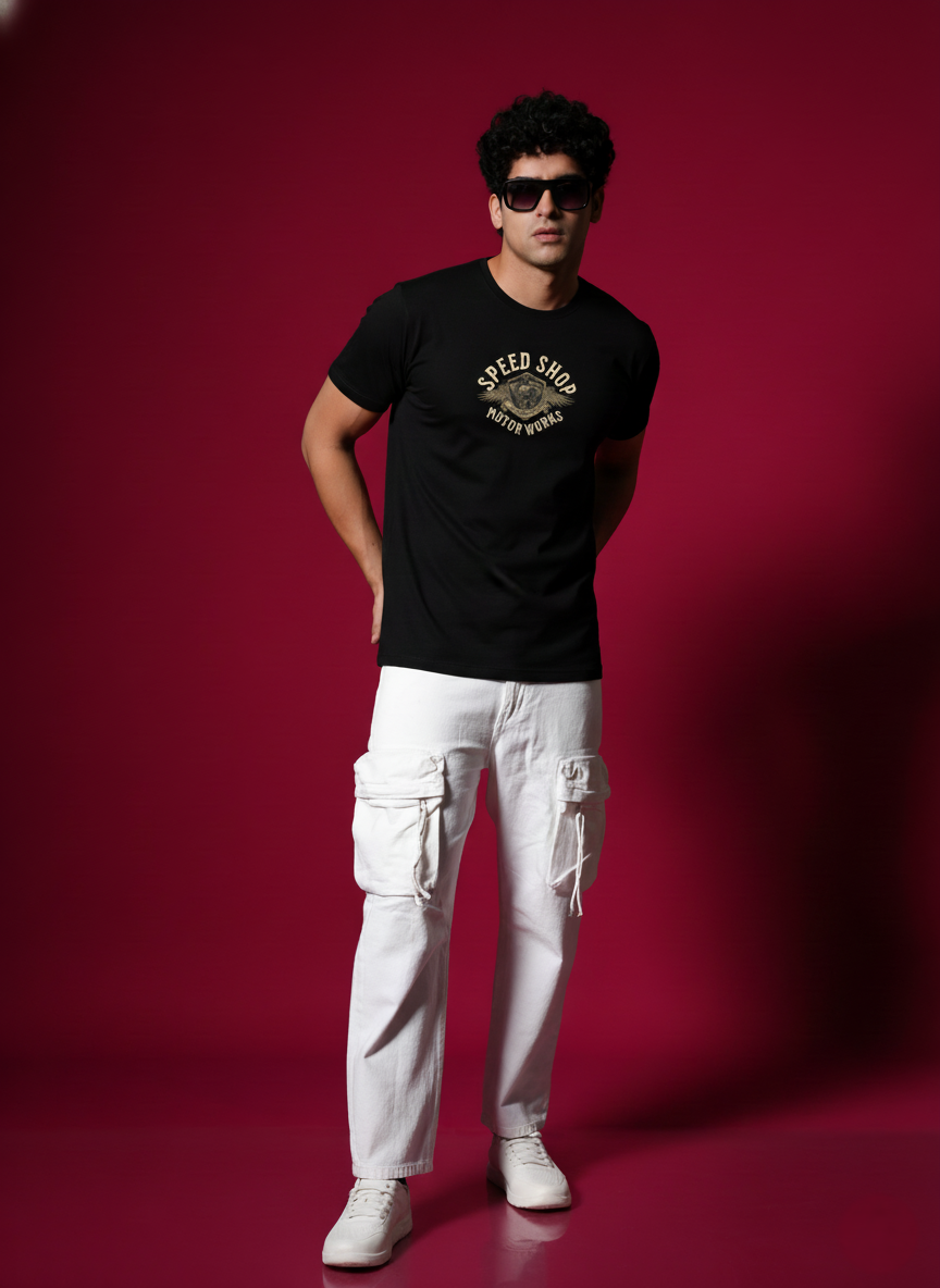 Men Round Neck Cotton T-Shirt