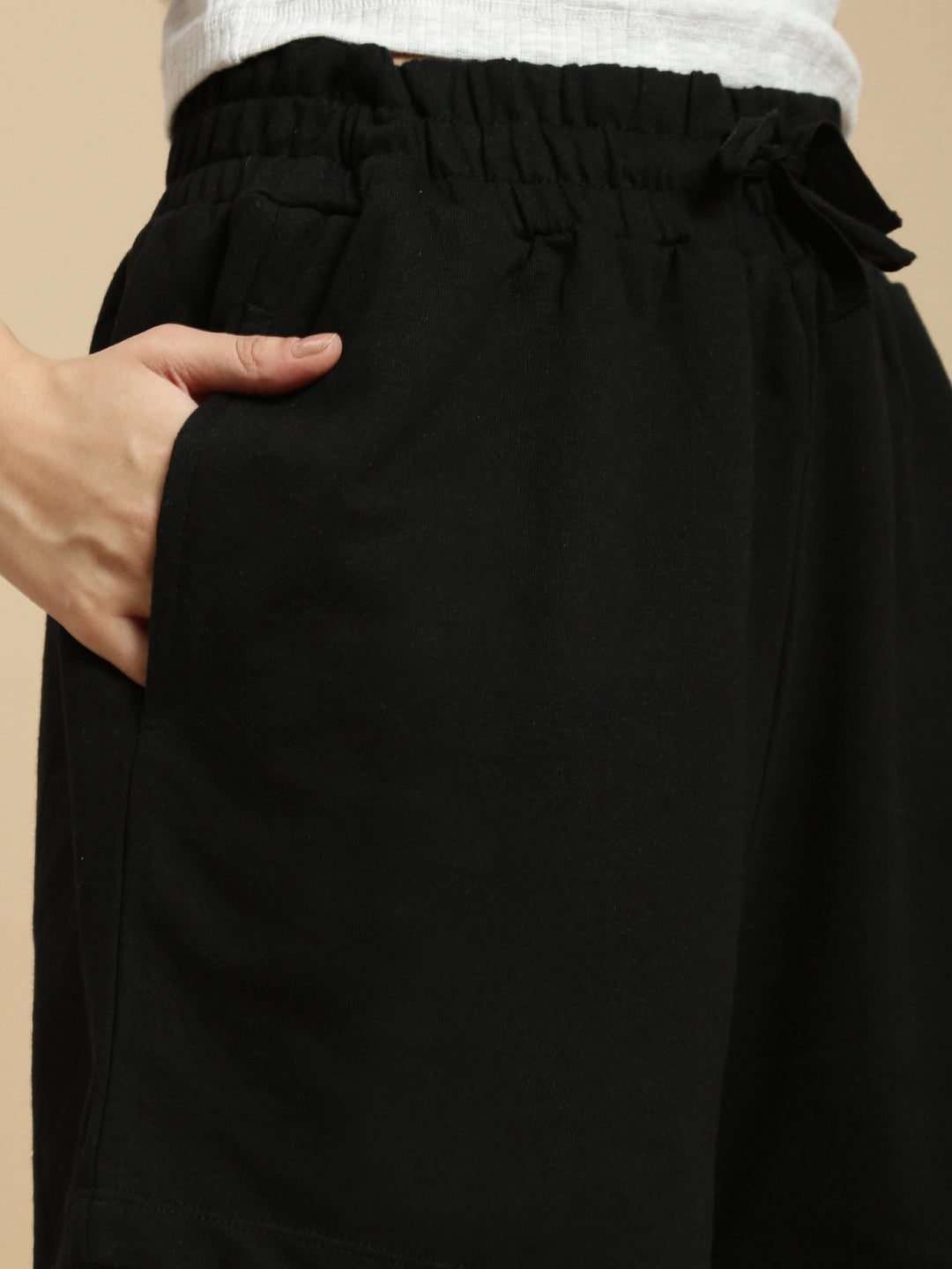 Women Black French Terry Short