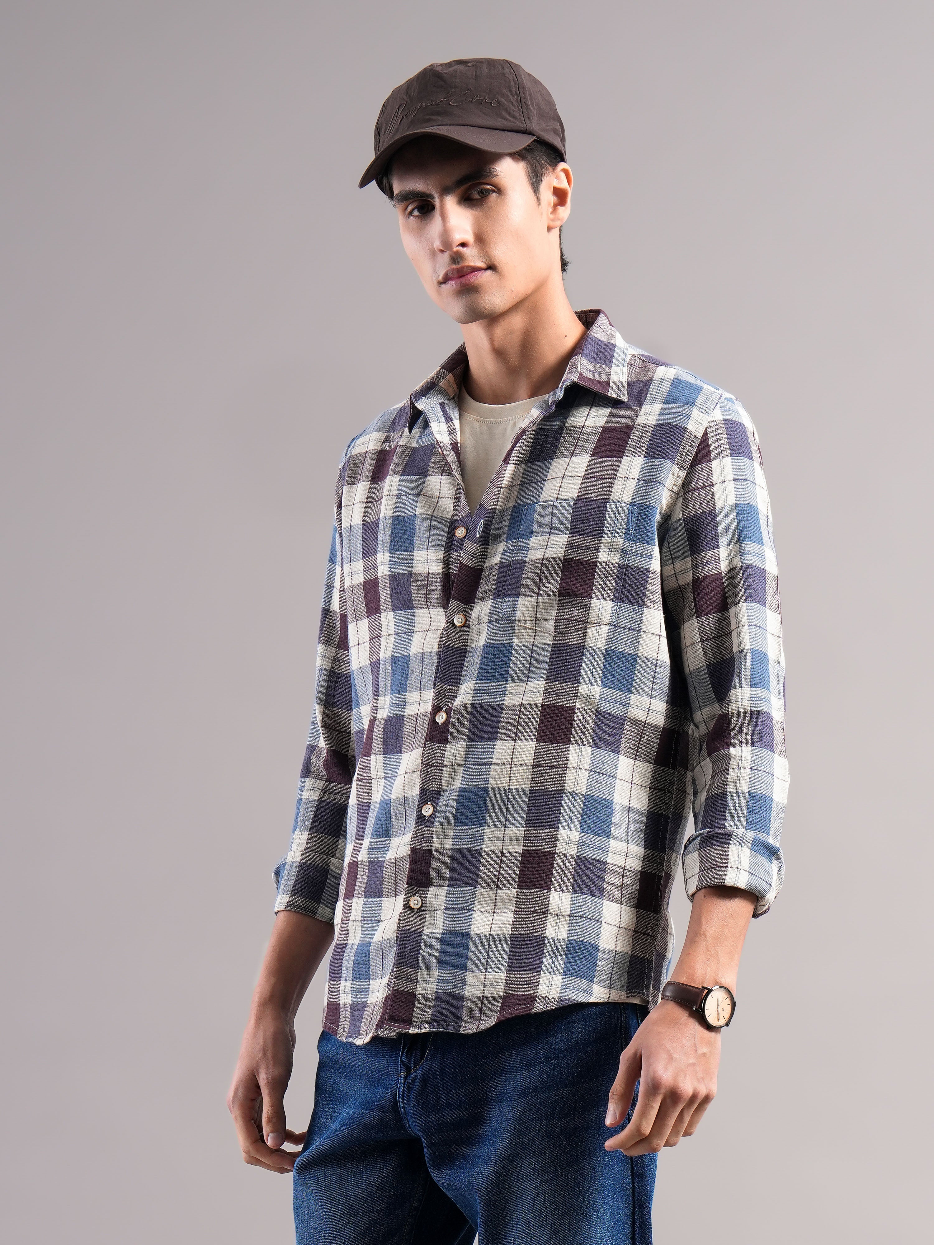 Men Cotton Checked Shirts
