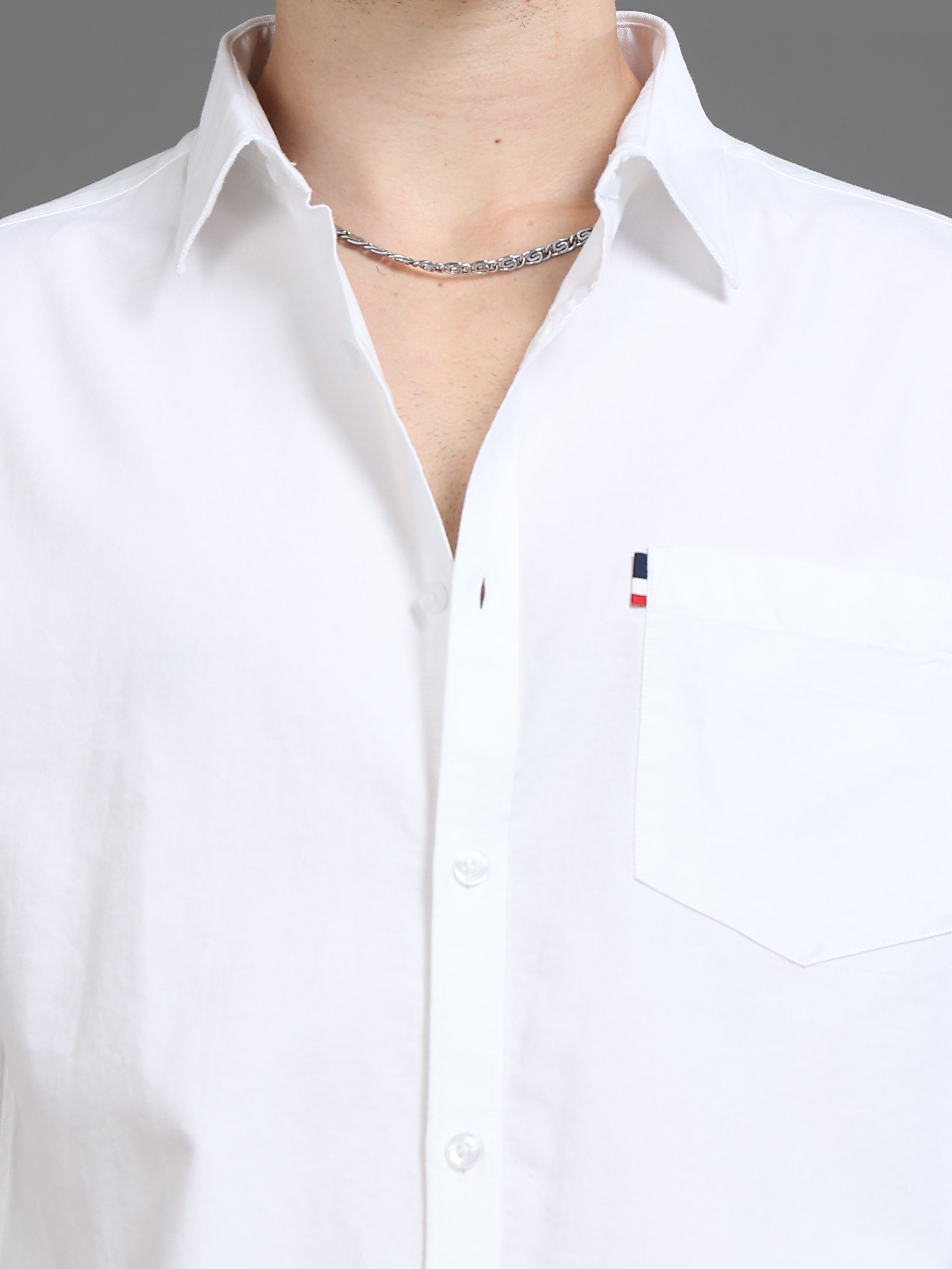 Men White Plain Shirt