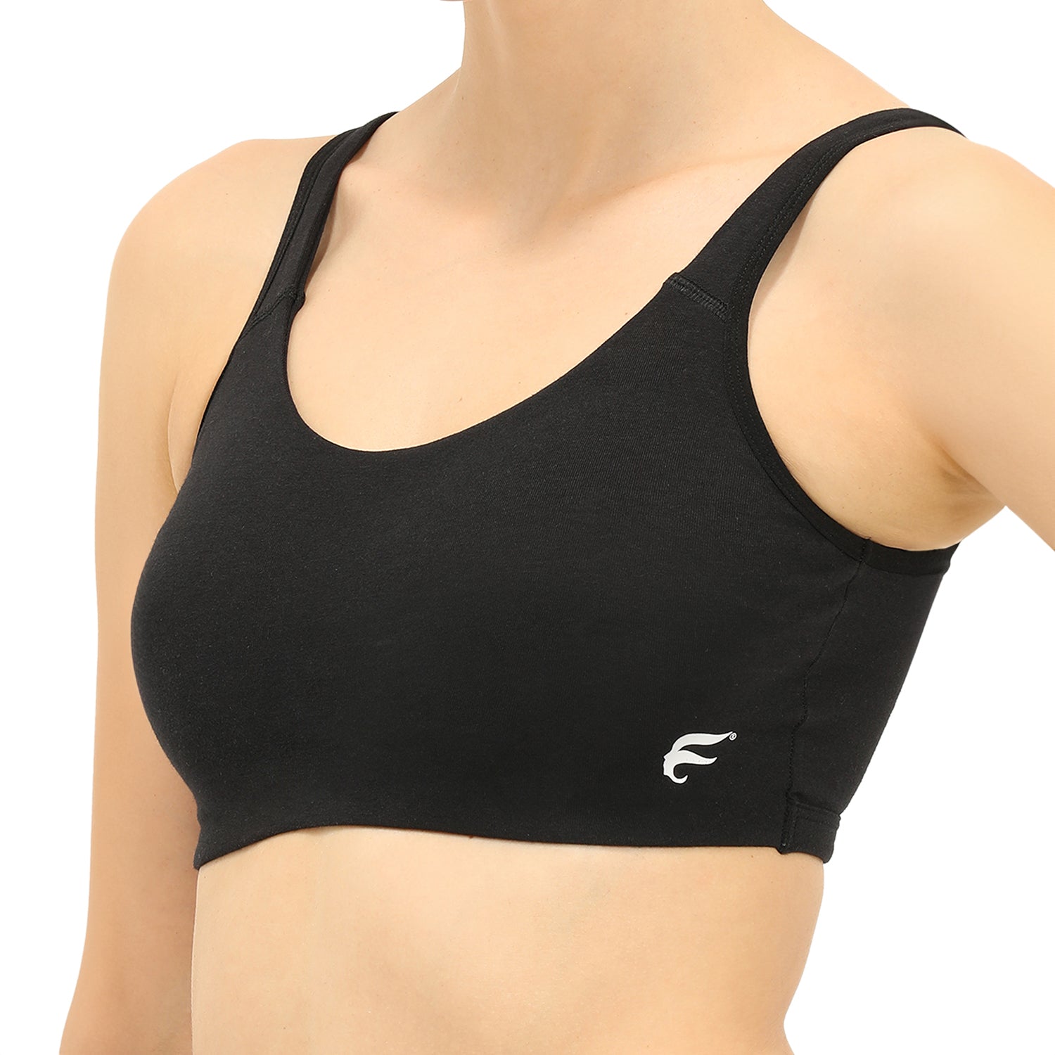 Non-padded Non-wired Full Coverage Slip-on Moulded Double Layered Sports Bra