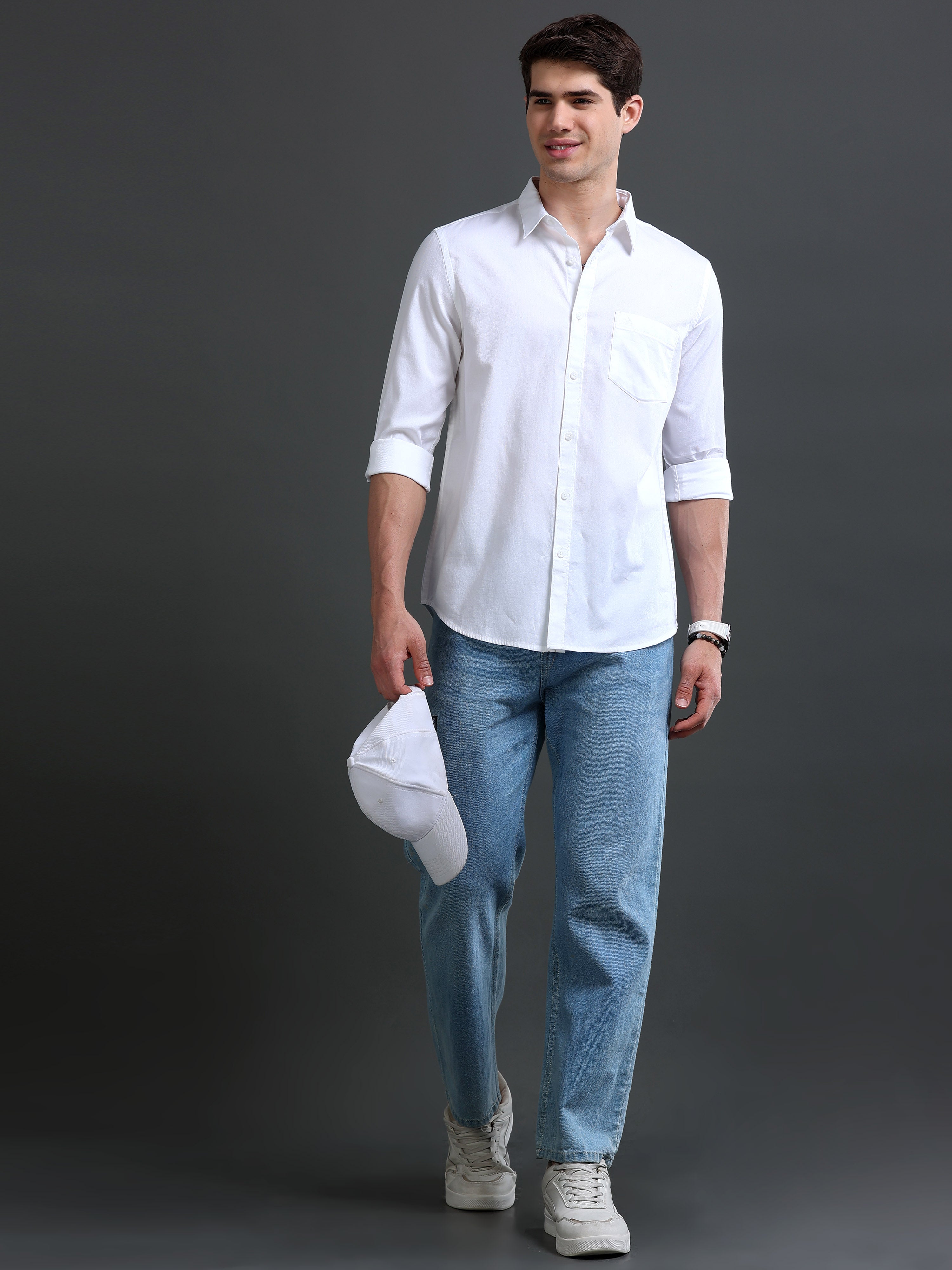 Men White Dobby Shirt
