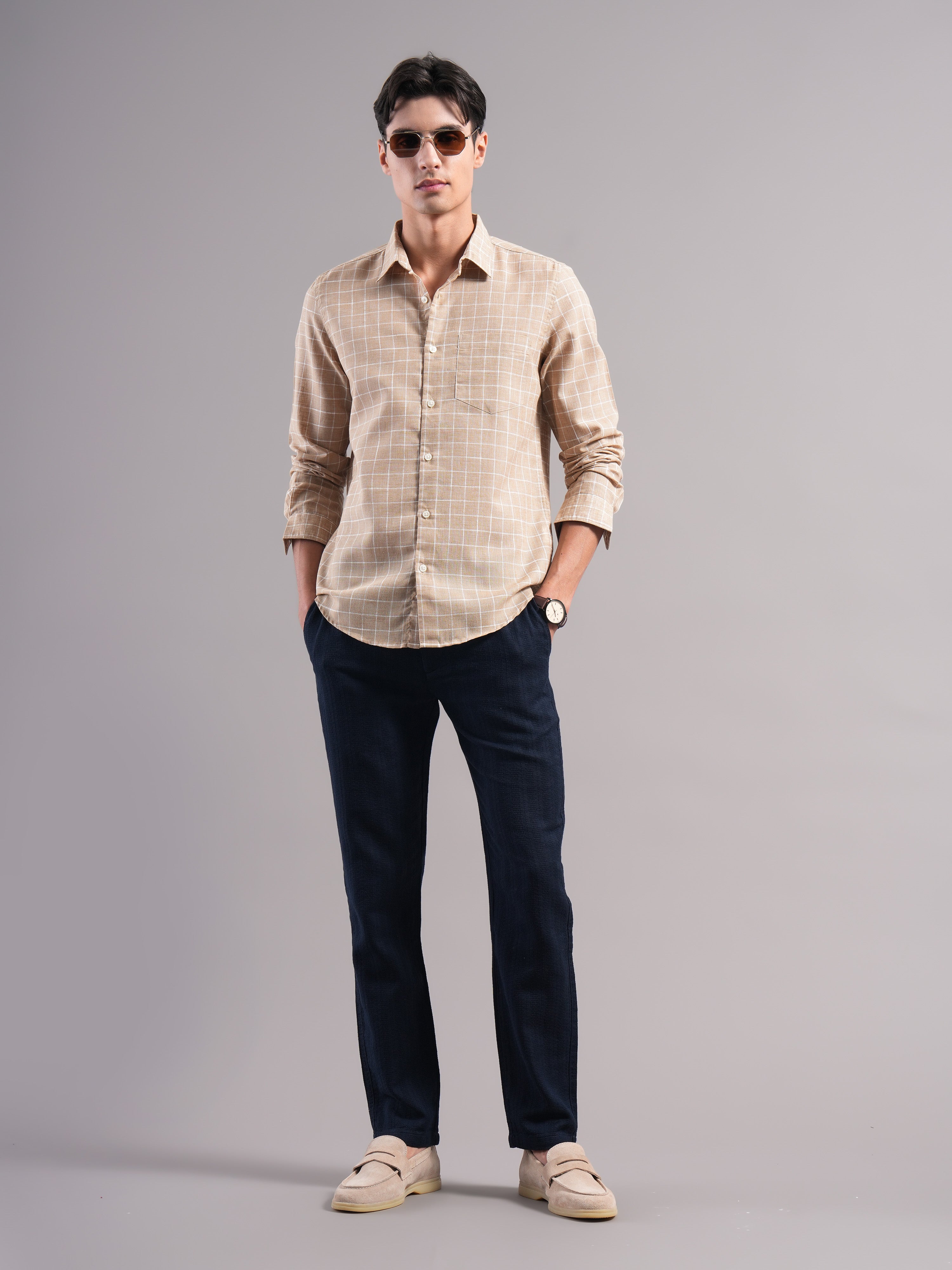 Men Polycotton Checked Shirts