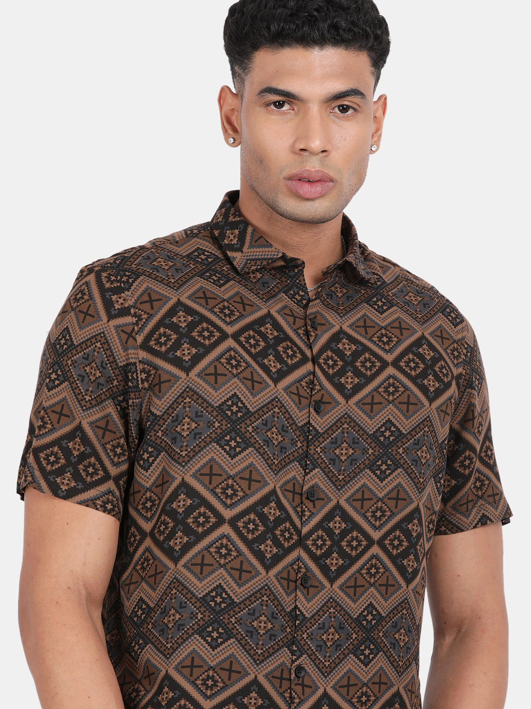 Men Multicolour Slim Fit Spread Collar Half Sleeve Casual Shirt