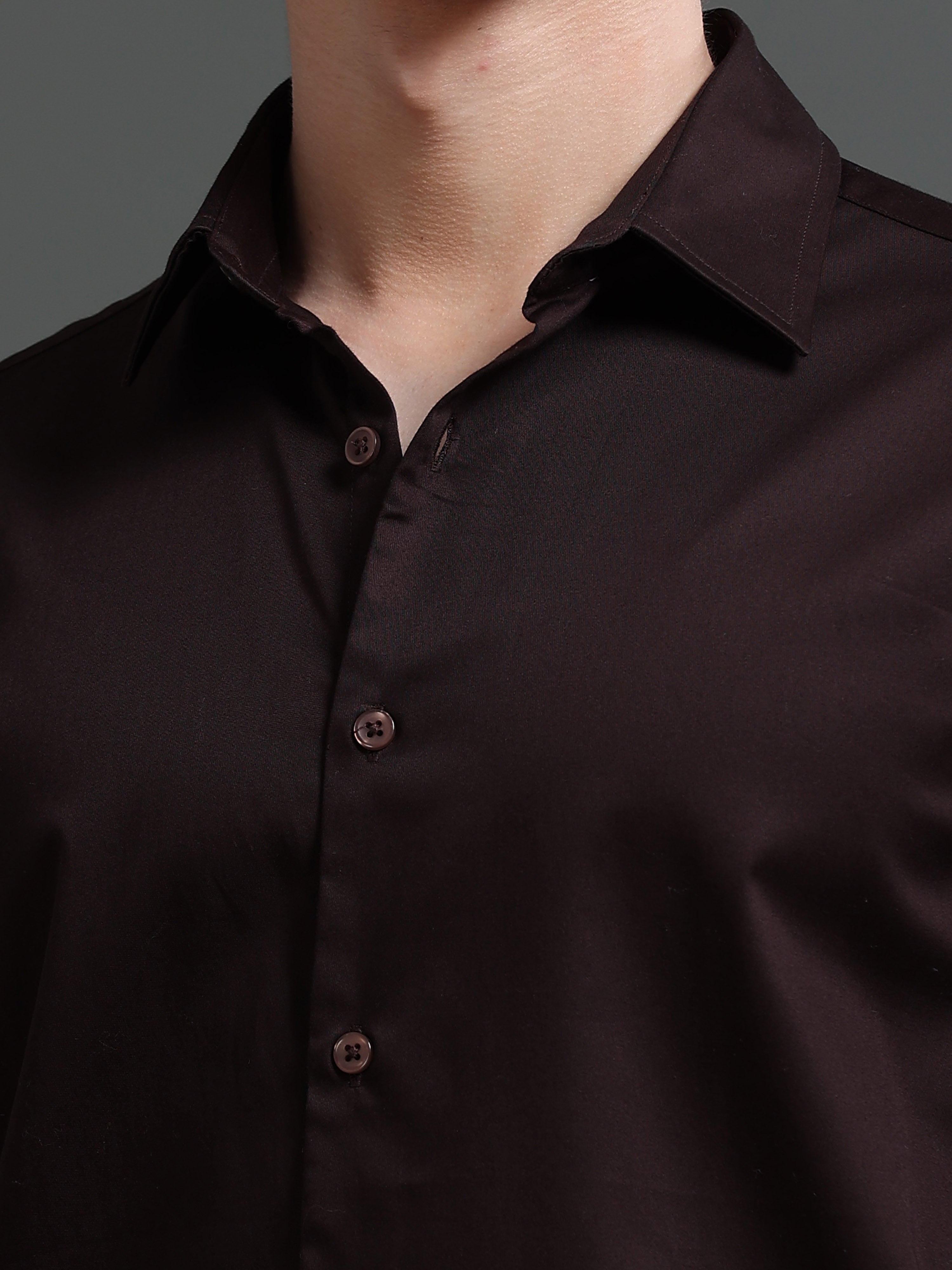 Men Brown Solid Shirt