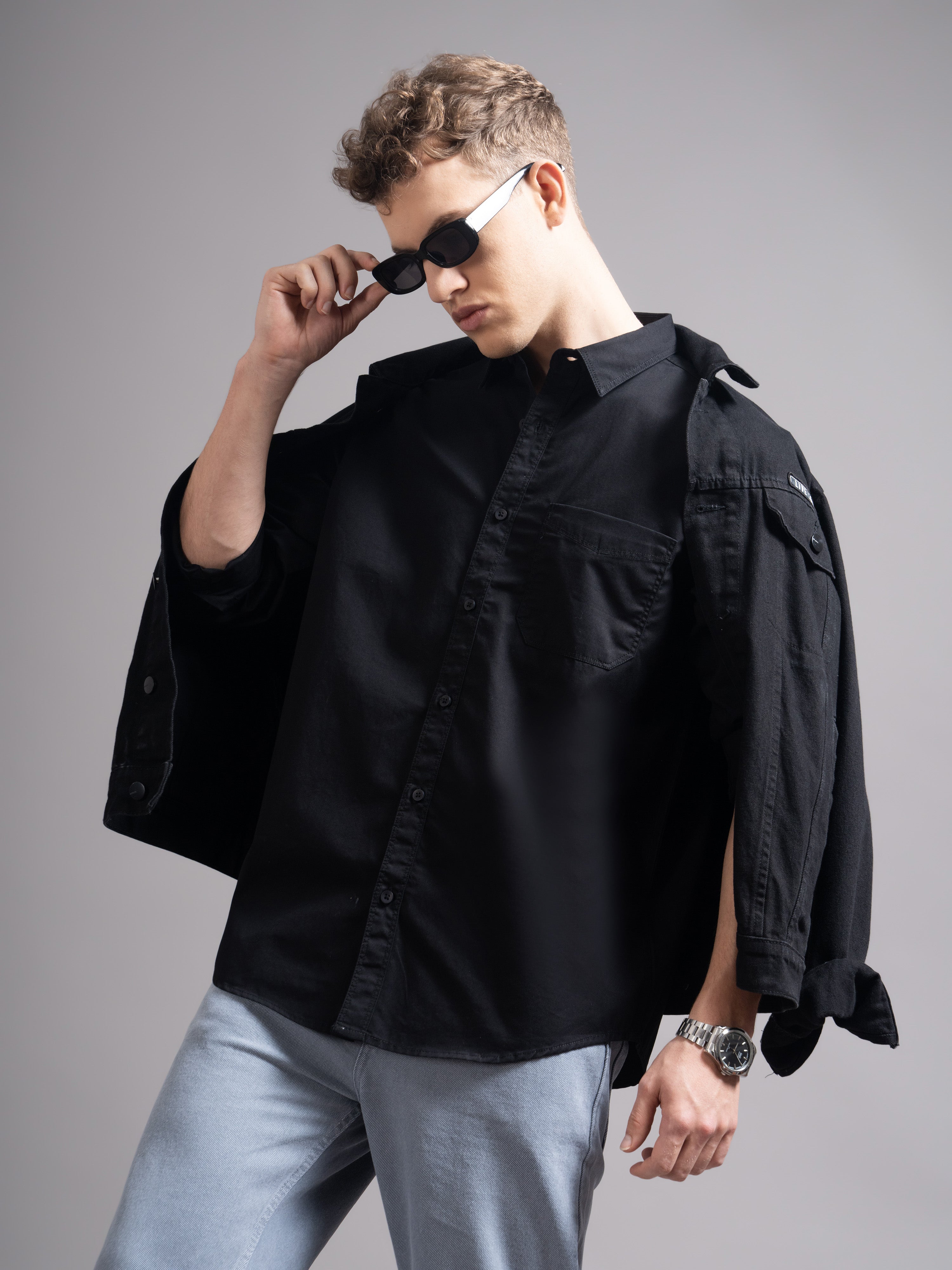 Men Black Twill Shirt