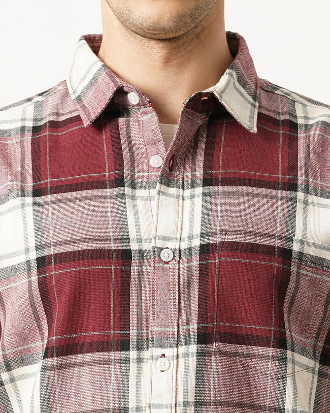 Men Red Cotton Slim Shirt