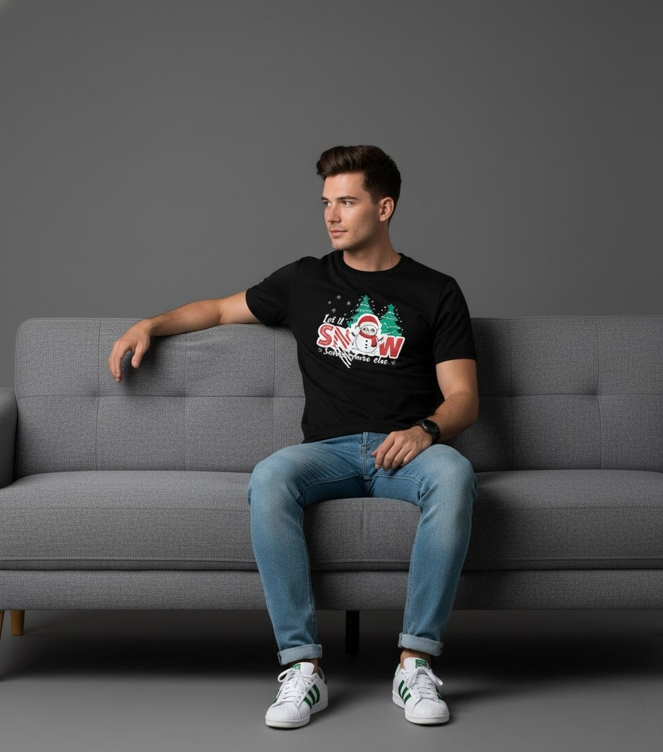 Men Printed Black Cotton Tshirt