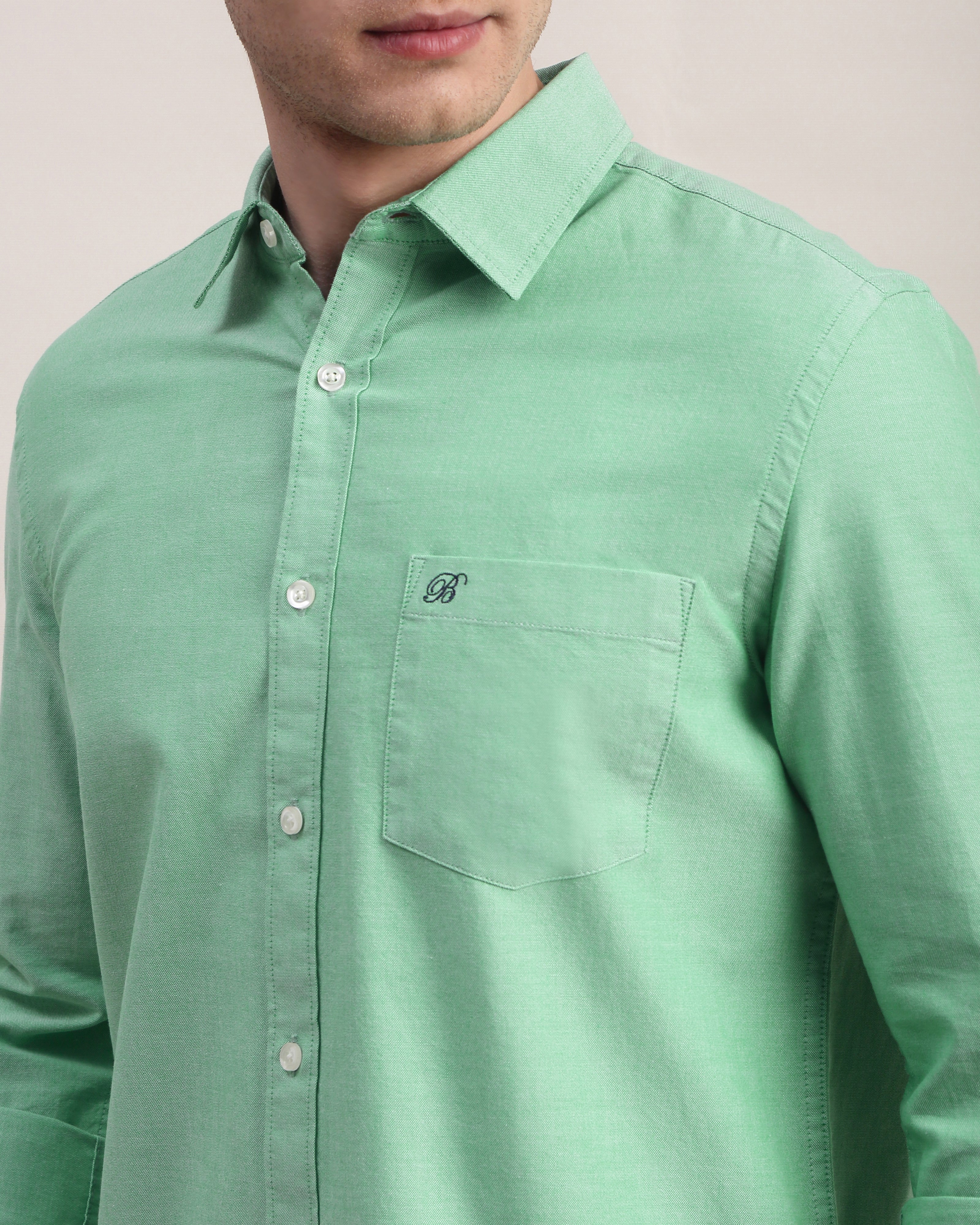 Men Green Oxford Shirt