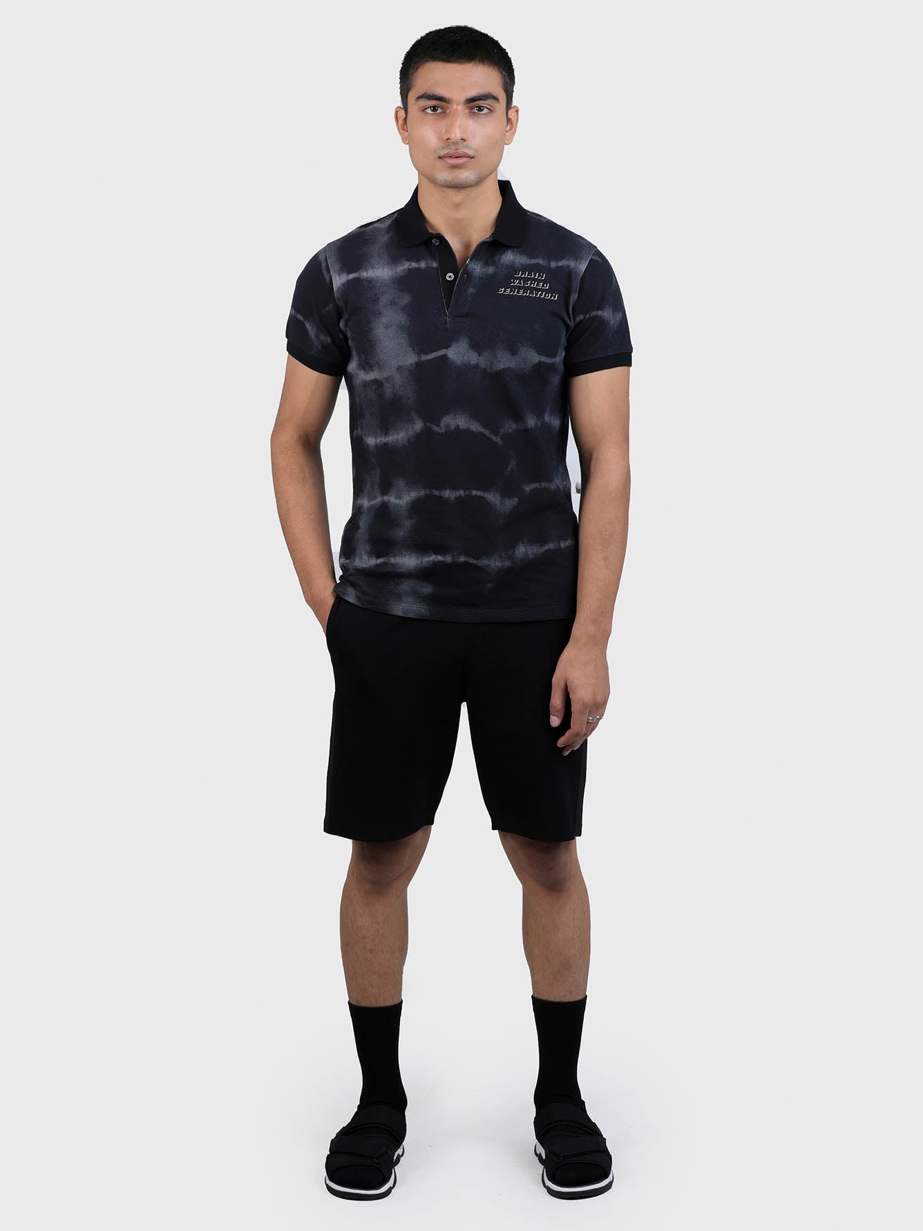 Men Embroidered Tie Dye Polo