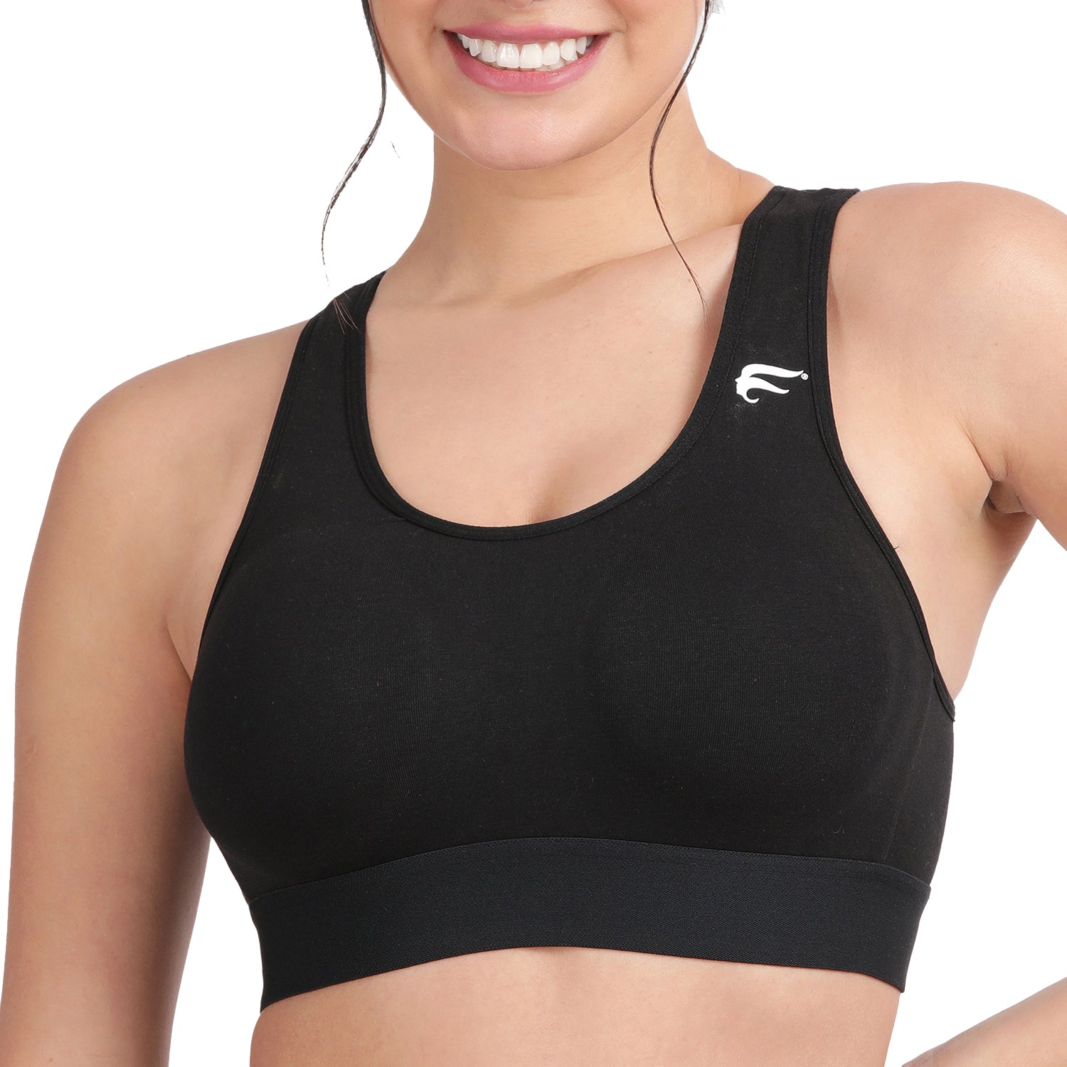 Non-padded Non-wired Full Coverage Removable Racer Back Sports Bra