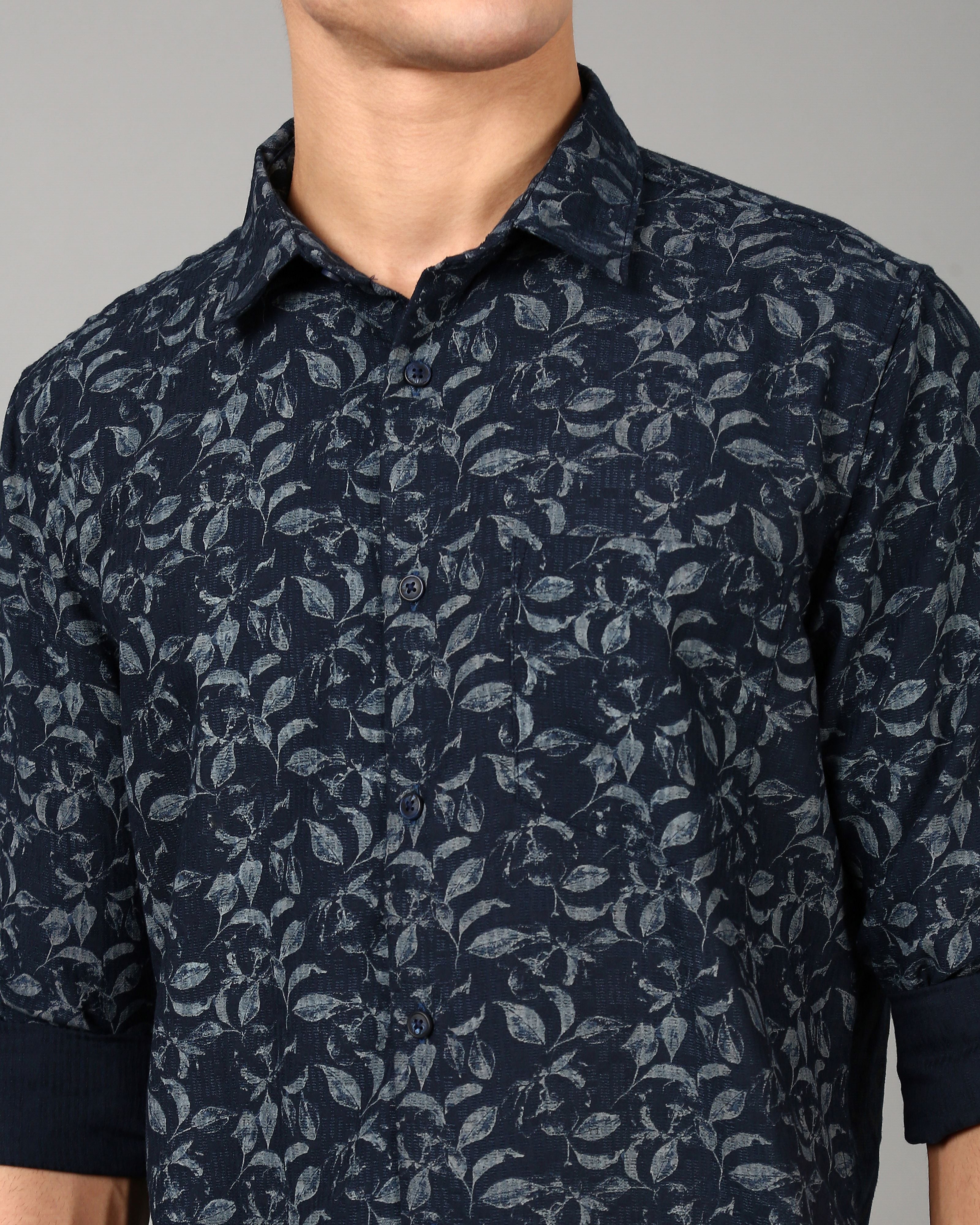 Men Navy Slim Fit Shirt